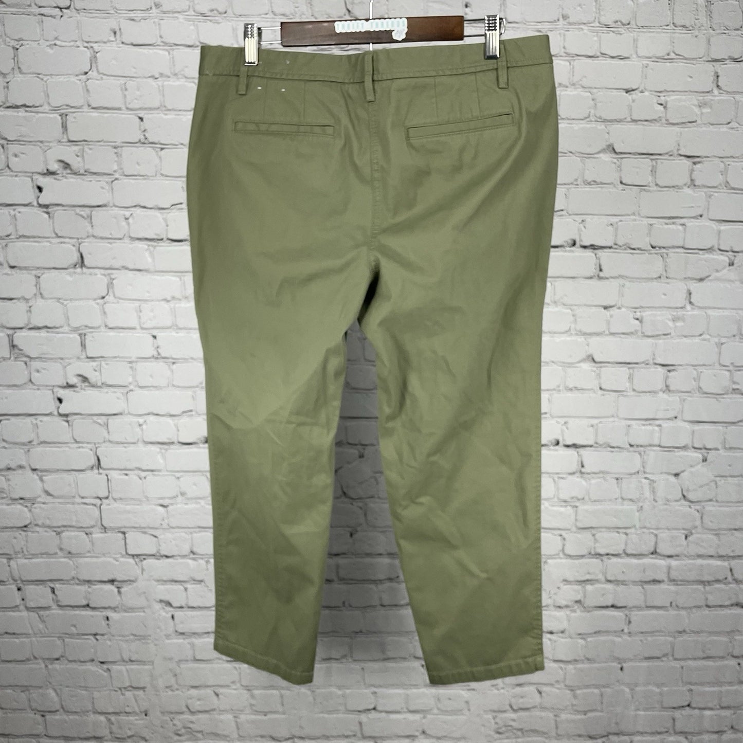 Talbots Green Cotton Relaxed Chino Mid Rise Stretch Tapered Pants Size 12P