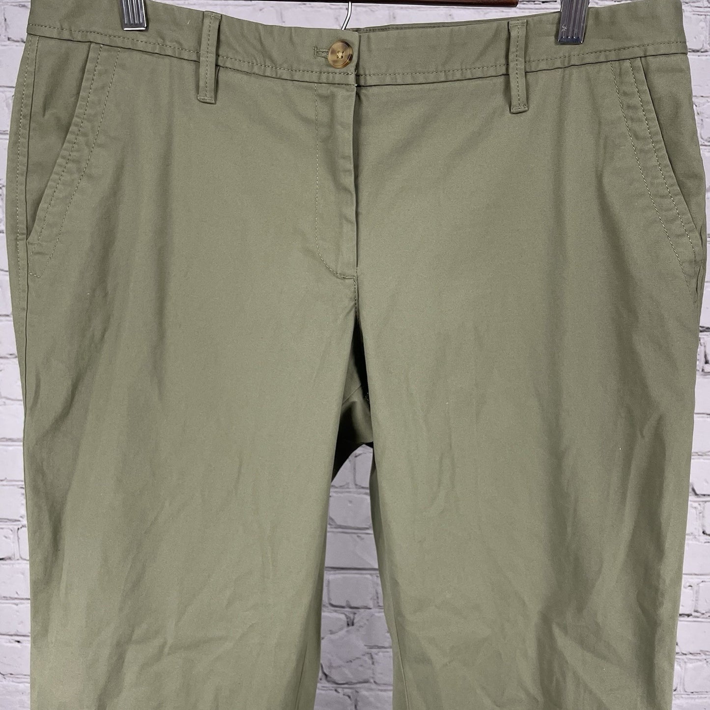 Talbots Green Cotton Relaxed Chino Mid Rise Stretch Tapered Pants Size 12P