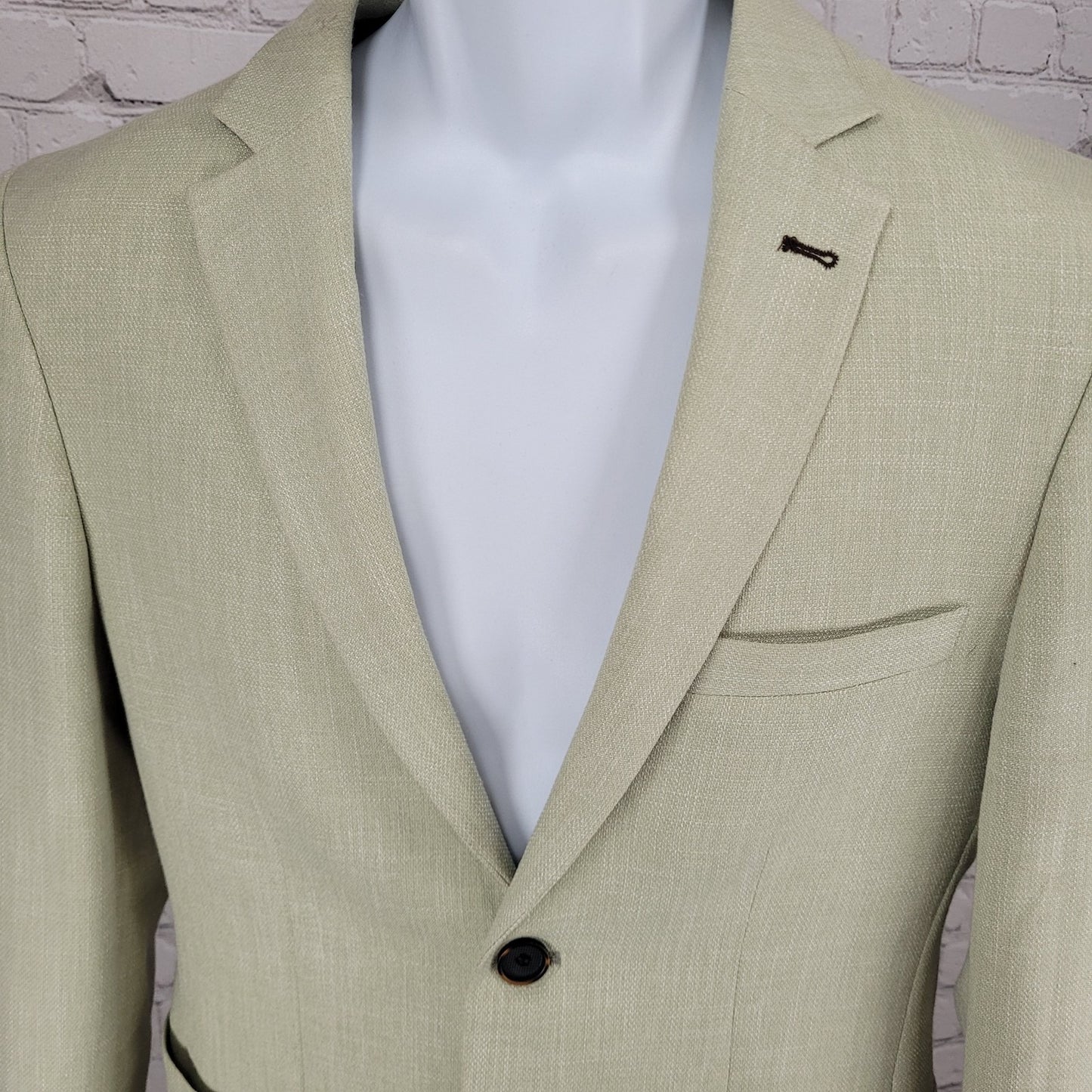 Eleganza Black Light Green Super 140's Slim Fit Blazer Sport Coat Size 36R