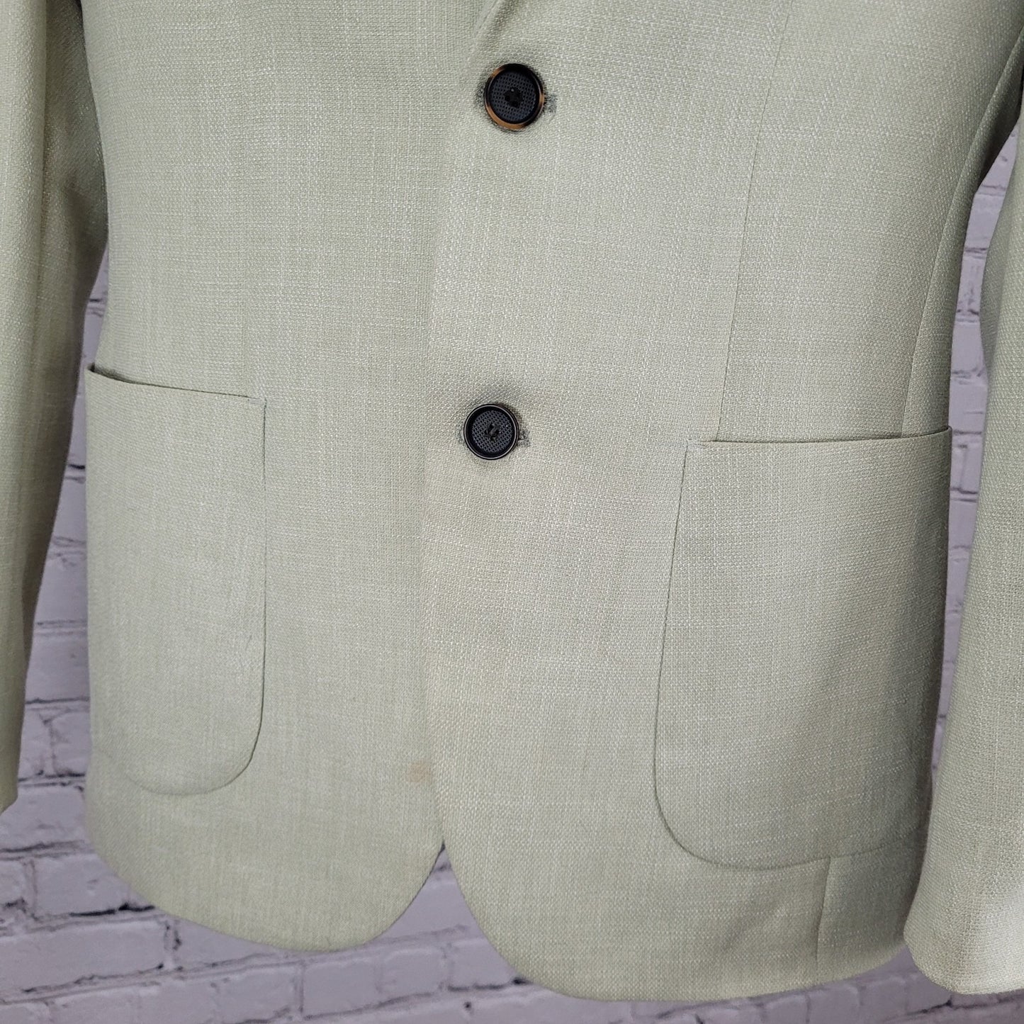 Eleganza Black Light Green Super 140's Slim Fit Blazer Sport Coat Size 36R