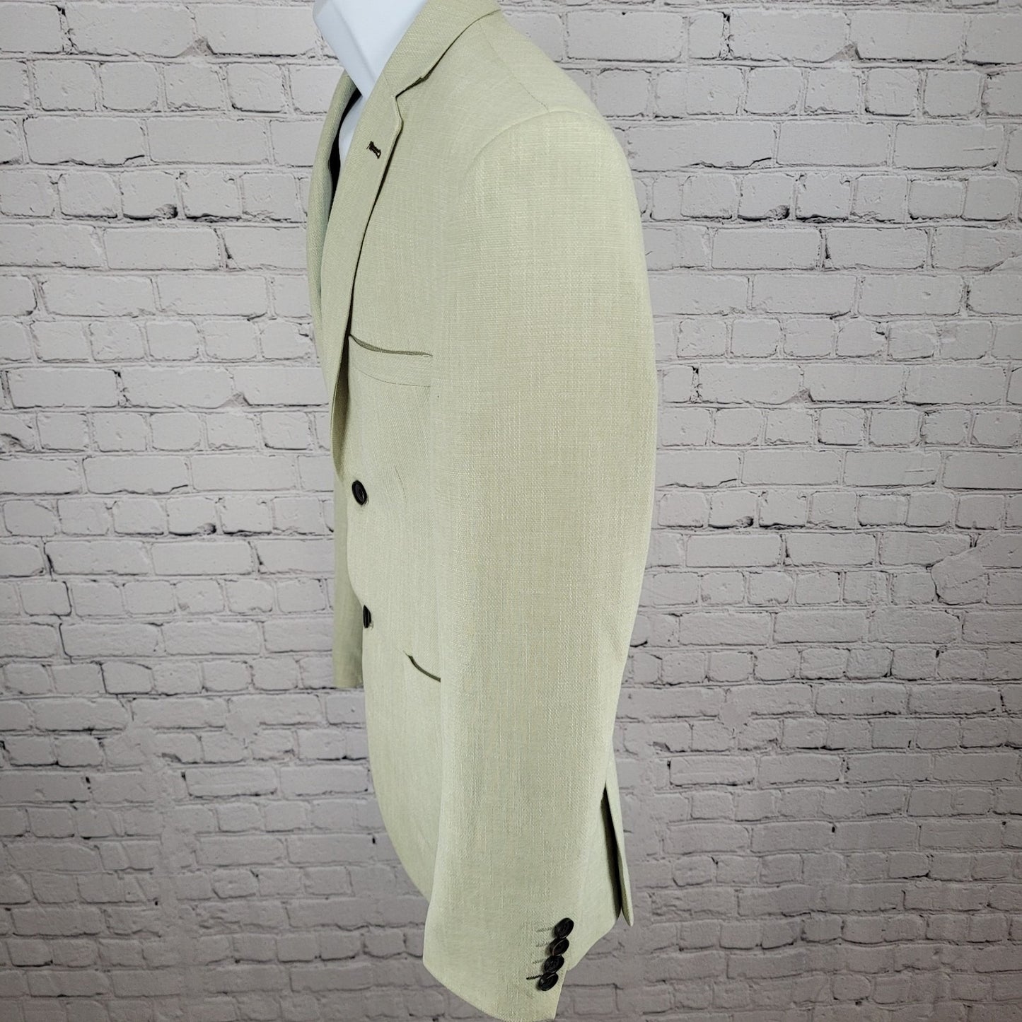 Eleganza Black Light Green Super 140's Slim Fit Blazer Sport Coat Size 36R