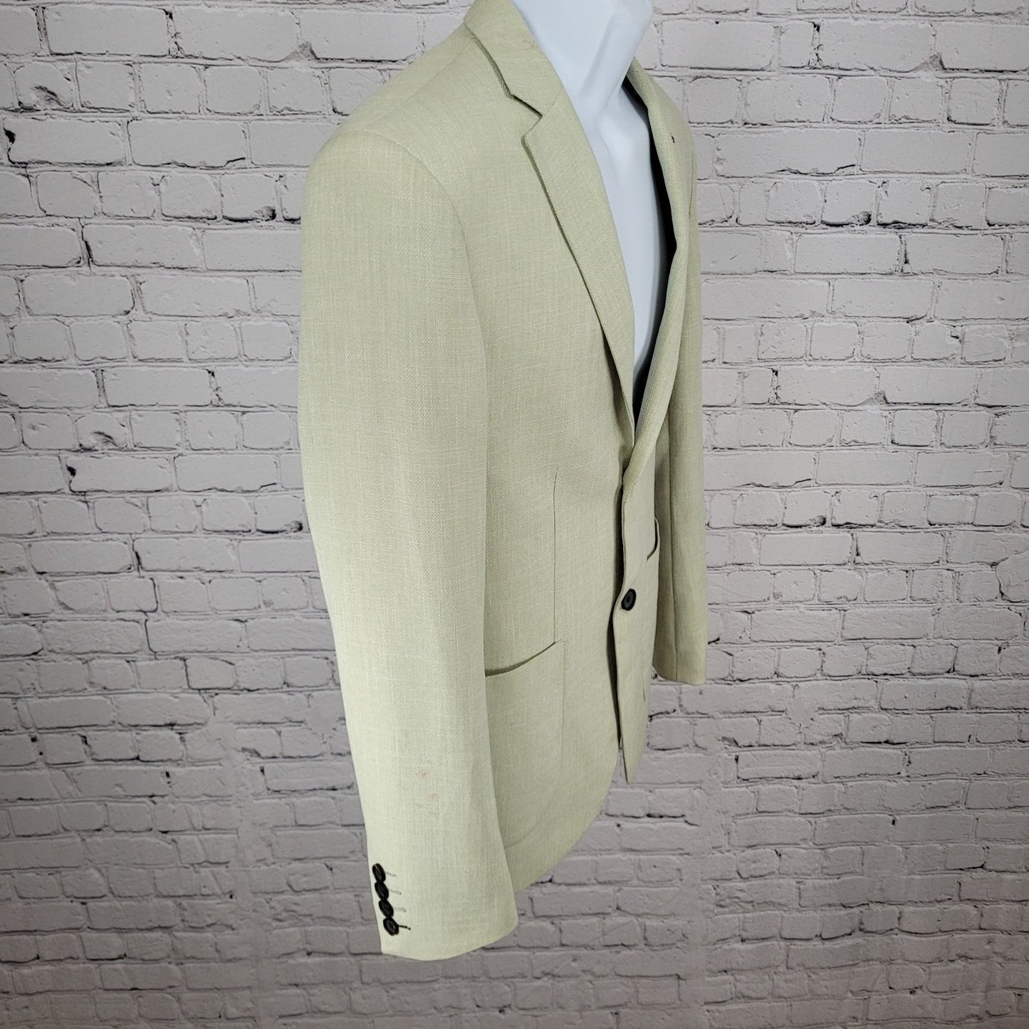 Eleganza Black Light Green Super 140's Slim Fit Blazer Sport Coat Size 36R