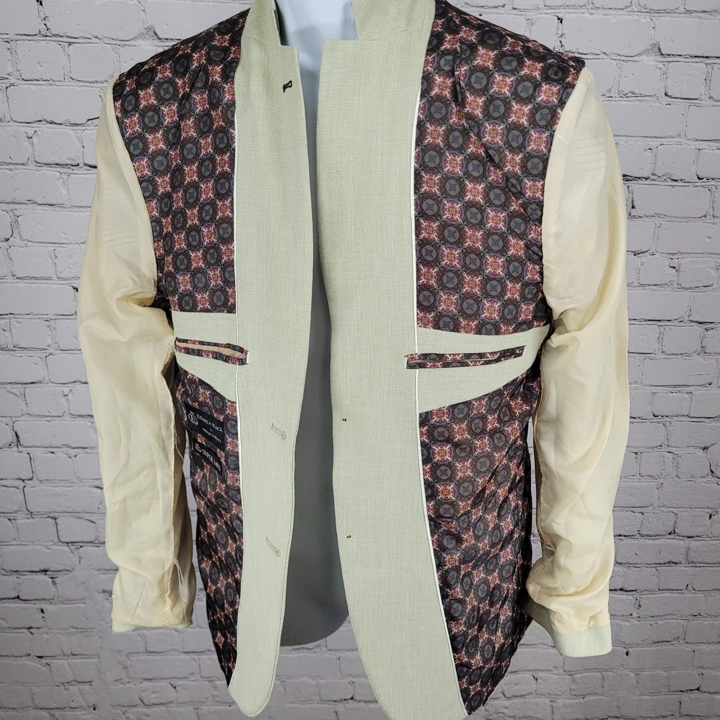 Eleganza Black Light Green Super 140's Slim Fit Blazer Sport Coat Size 36R
