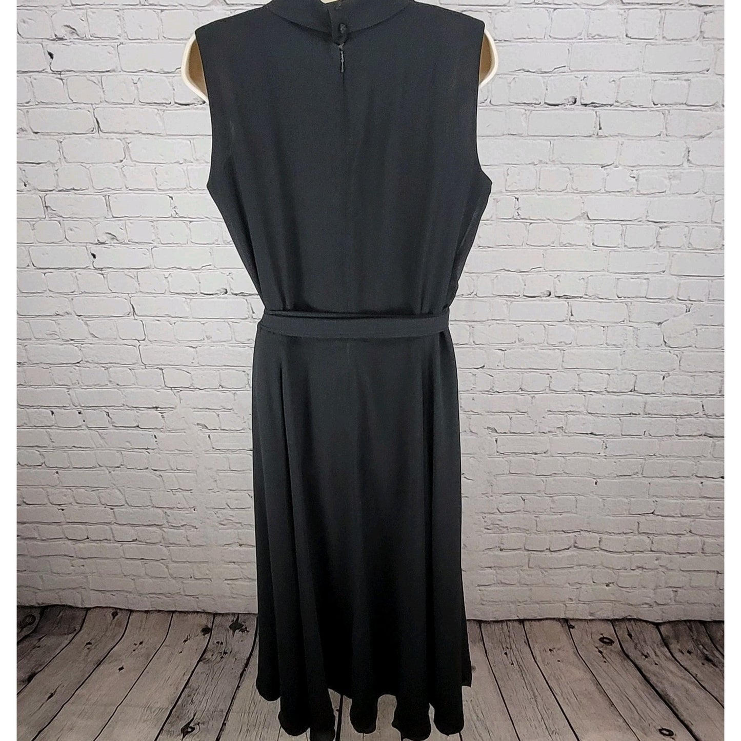 Spencer Jeremy 100% Silk Chiffon Belted Shawl Collar Midi Dress Size 10