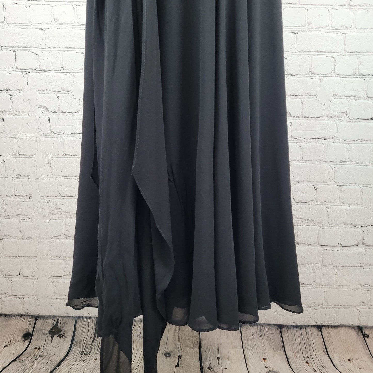Spencer Jeremy 100% Silk Chiffon Belted Shawl Collar Midi Dress Size 10