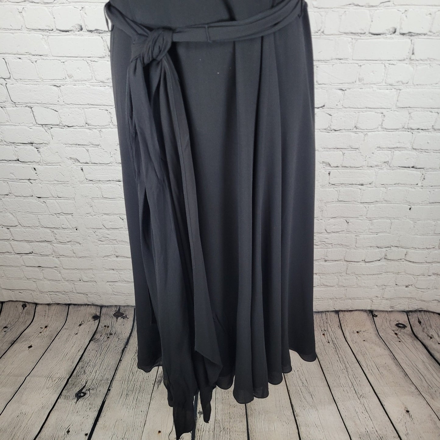 Spencer Jeremy 100% Silk Chiffon Belted Shawl Collar Midi Dress Size 10