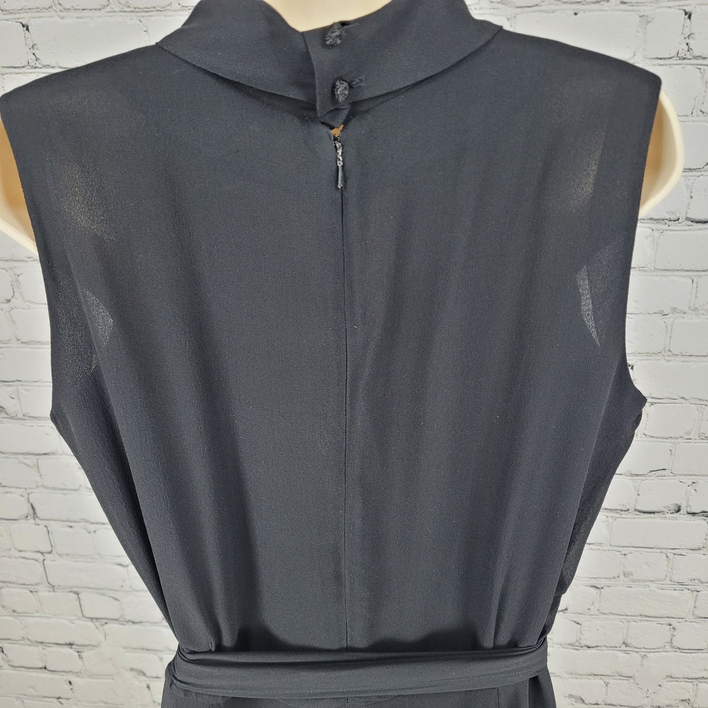 Spencer Jeremy 100% Silk Chiffon Belted Shawl Collar Midi Dress Size 10