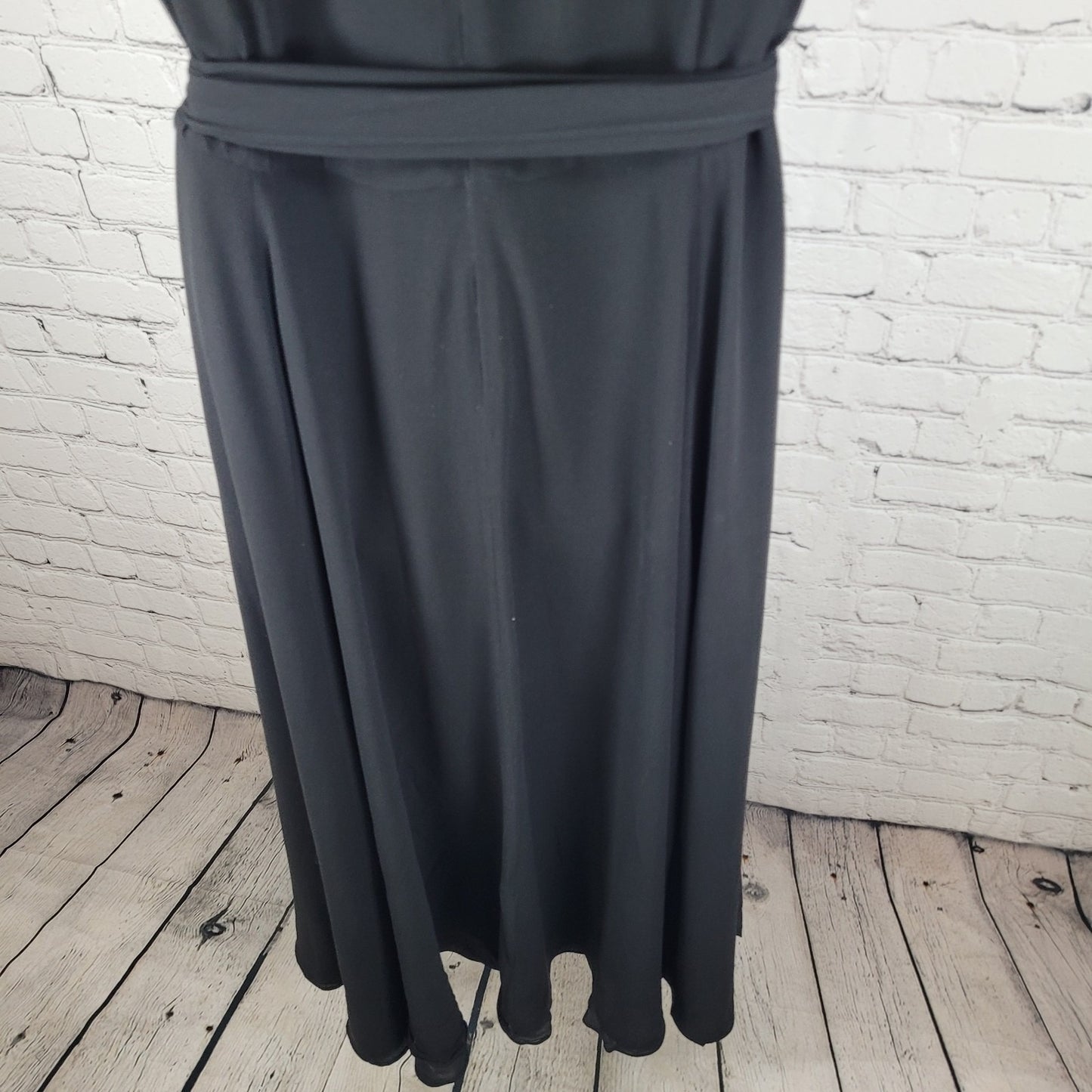 Spencer Jeremy 100% Silk Chiffon Belted Shawl Collar Midi Dress Size 10