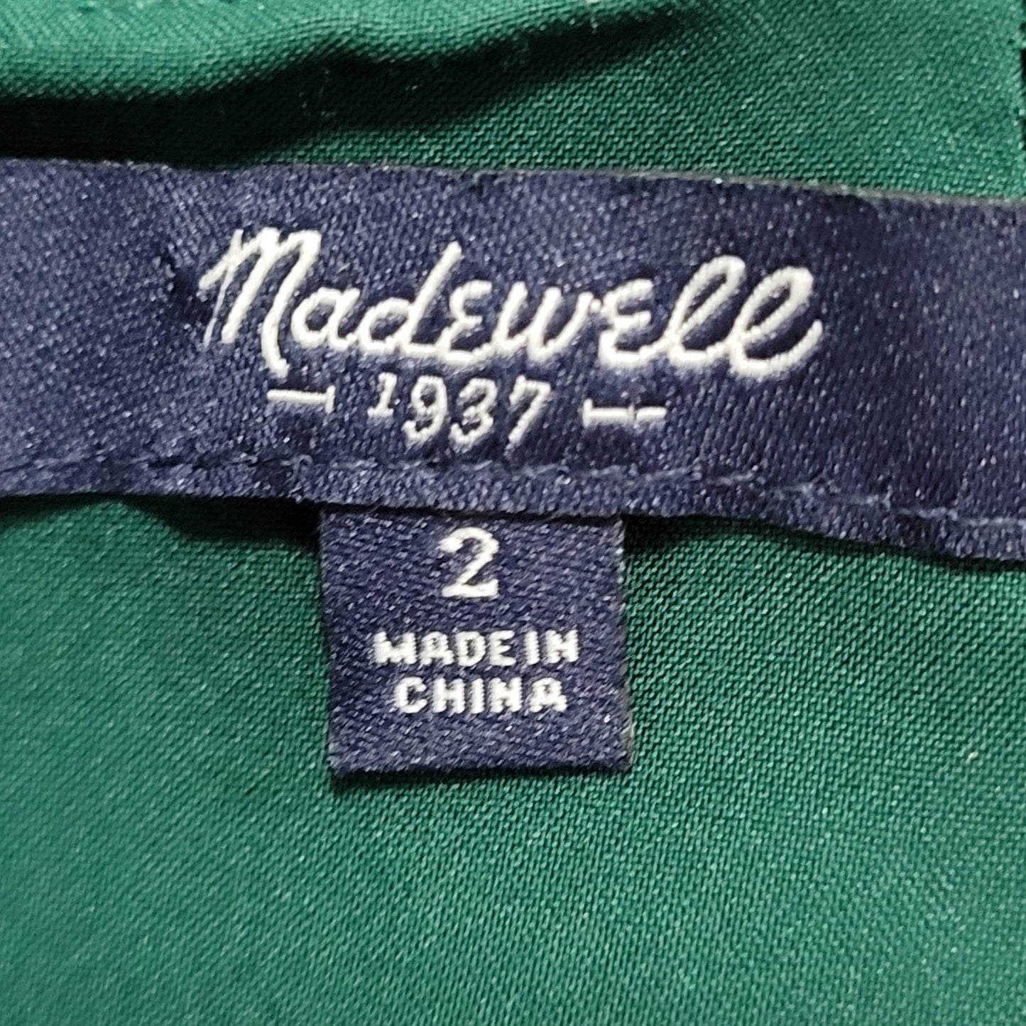 Madewell Green Short Cap Sleeve Pleated Lined Pockets Sheath Dress Size 2