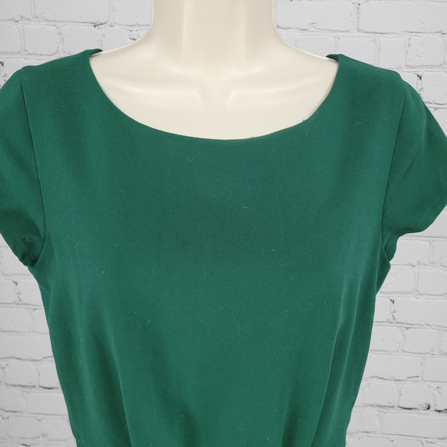 Madewell Green Short Cap Sleeve Pleated Lined Pockets Sheath Dress Size 2