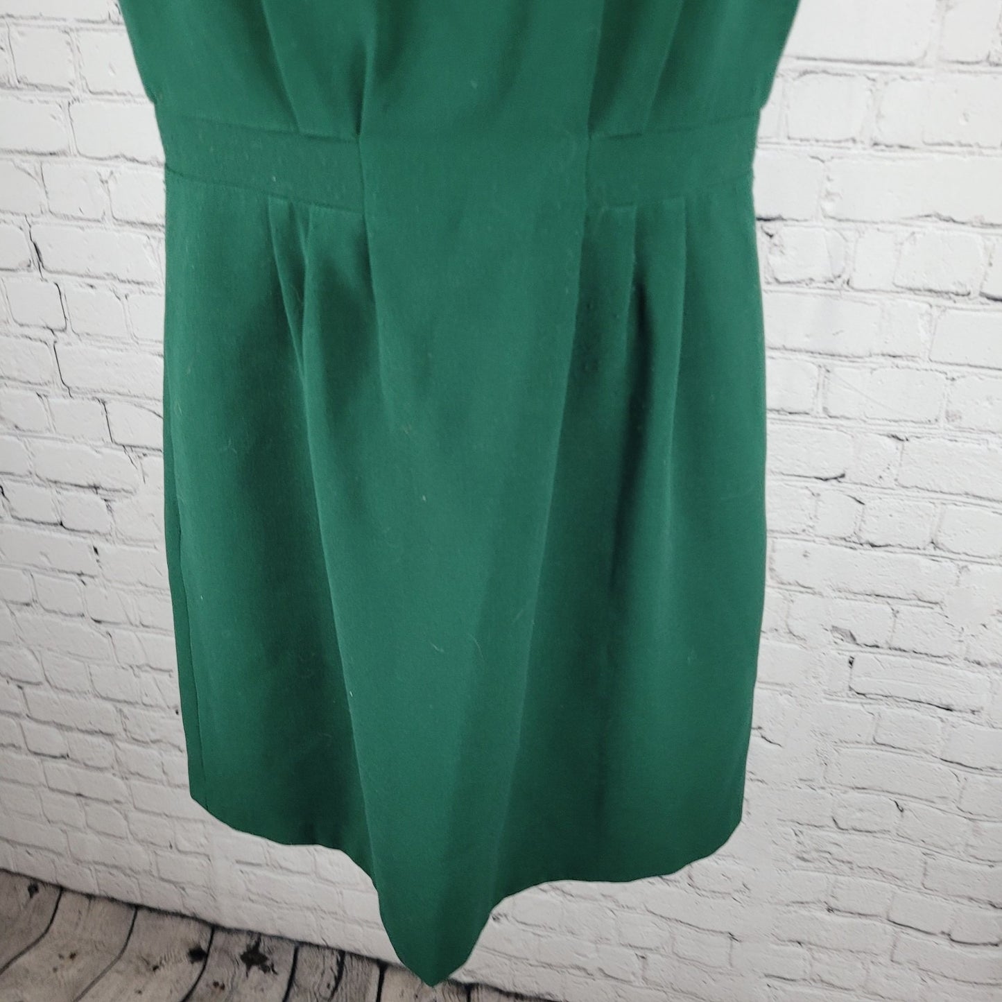 Madewell Green Short Cap Sleeve Pleated Lined Pockets Sheath Dress Size 2
