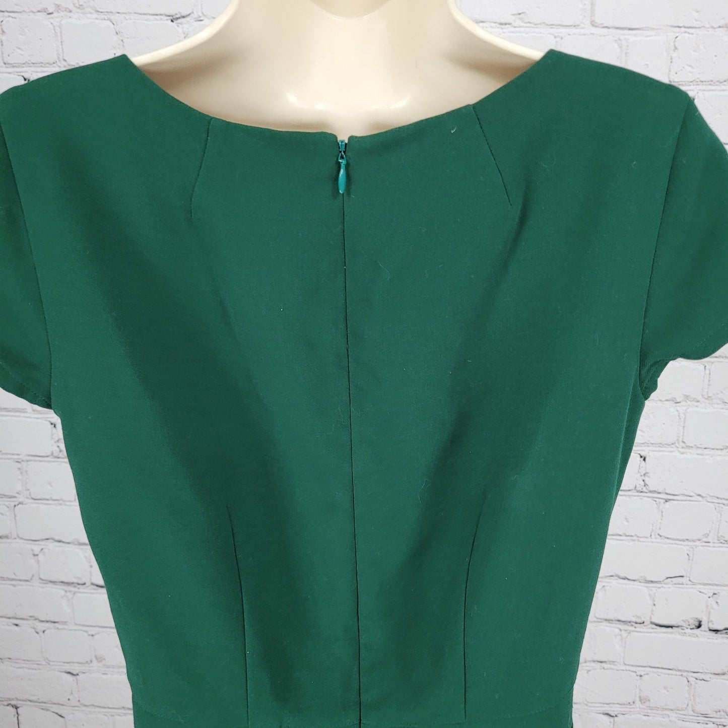 Madewell Green Short Cap Sleeve Pleated Lined Pockets Sheath Dress Size 2