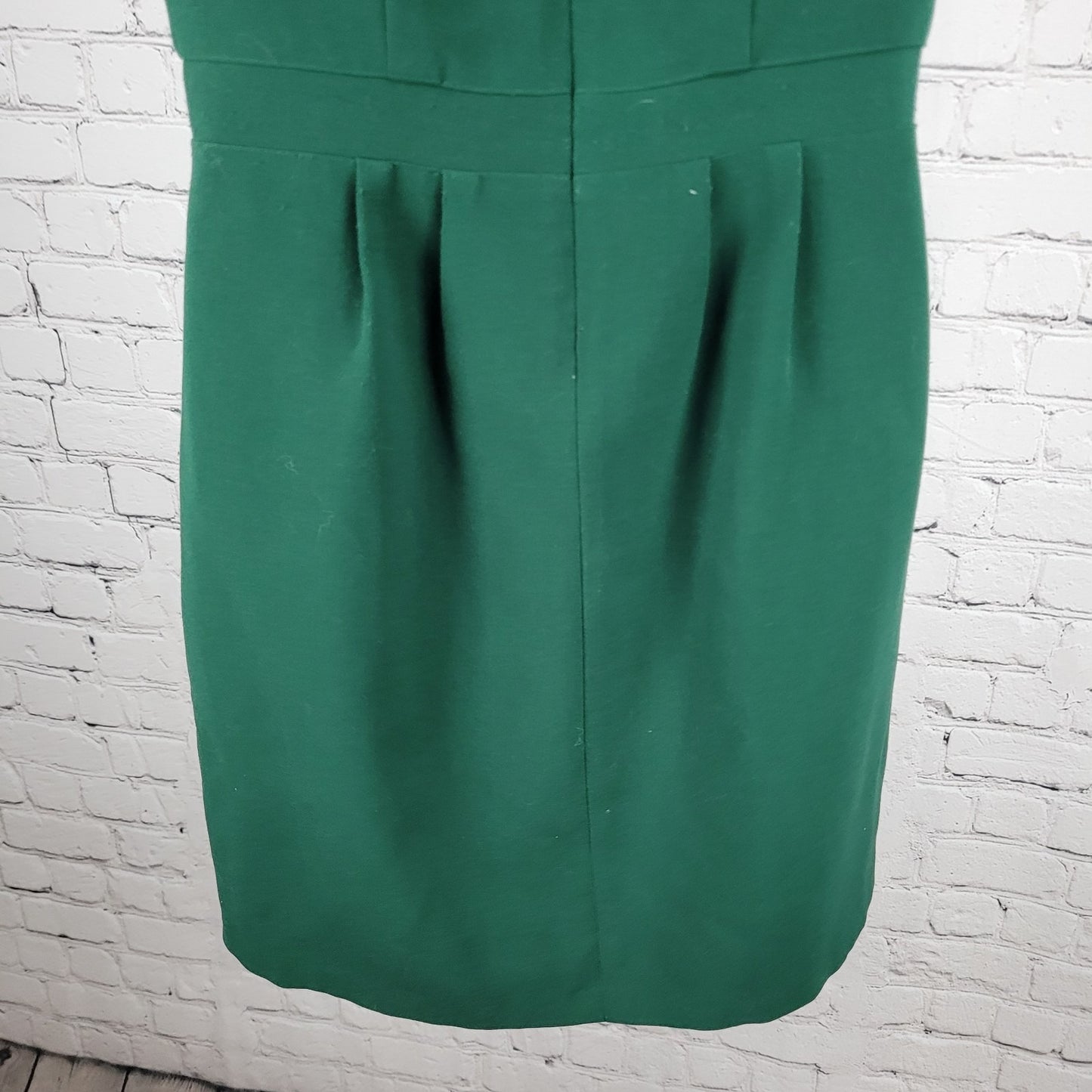 Madewell Green Short Cap Sleeve Pleated Lined Pockets Sheath Dress Size 2