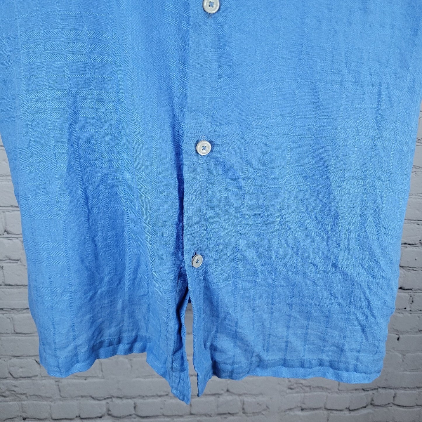 Tommy Bahama Blue 100% Linen Button Up Short Sleeve Shirt Size Large L