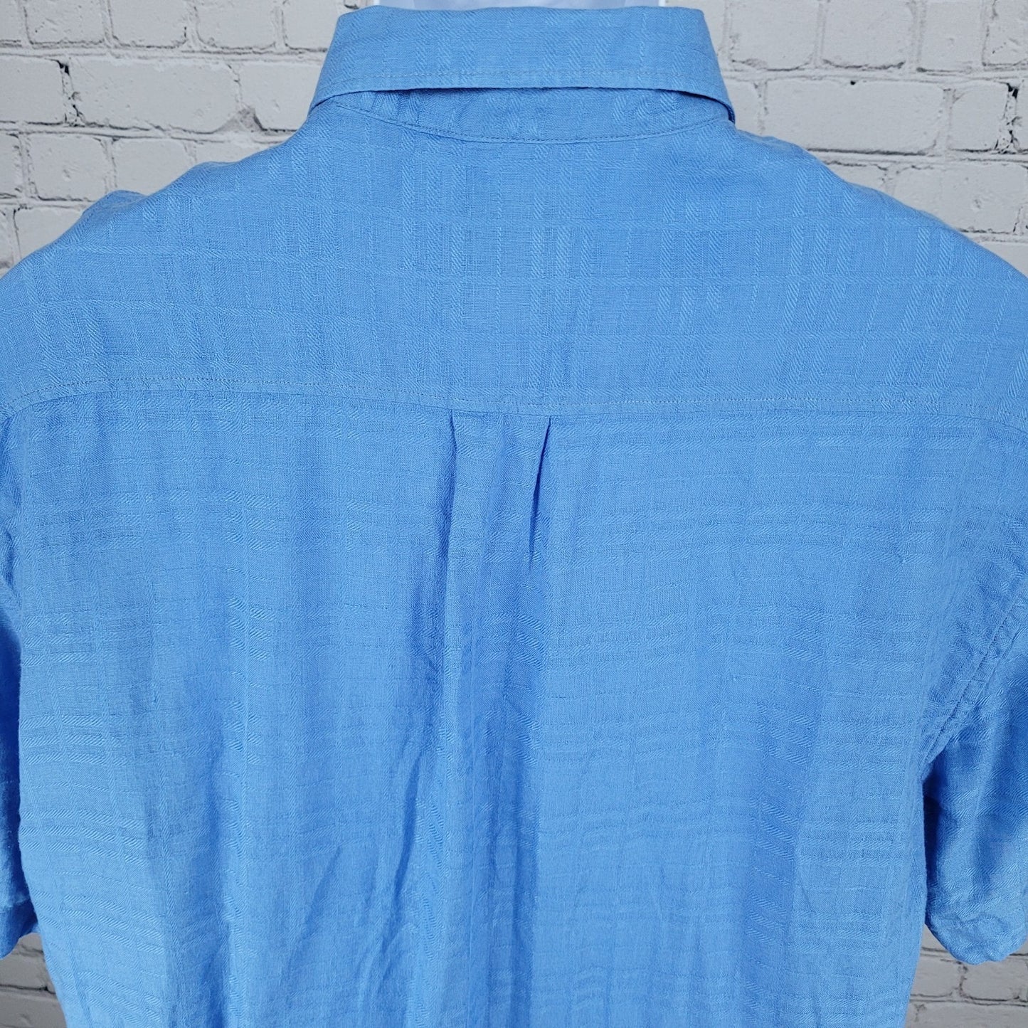 Tommy Bahama Blue 100% Linen Button Up Short Sleeve Shirt Size Large L