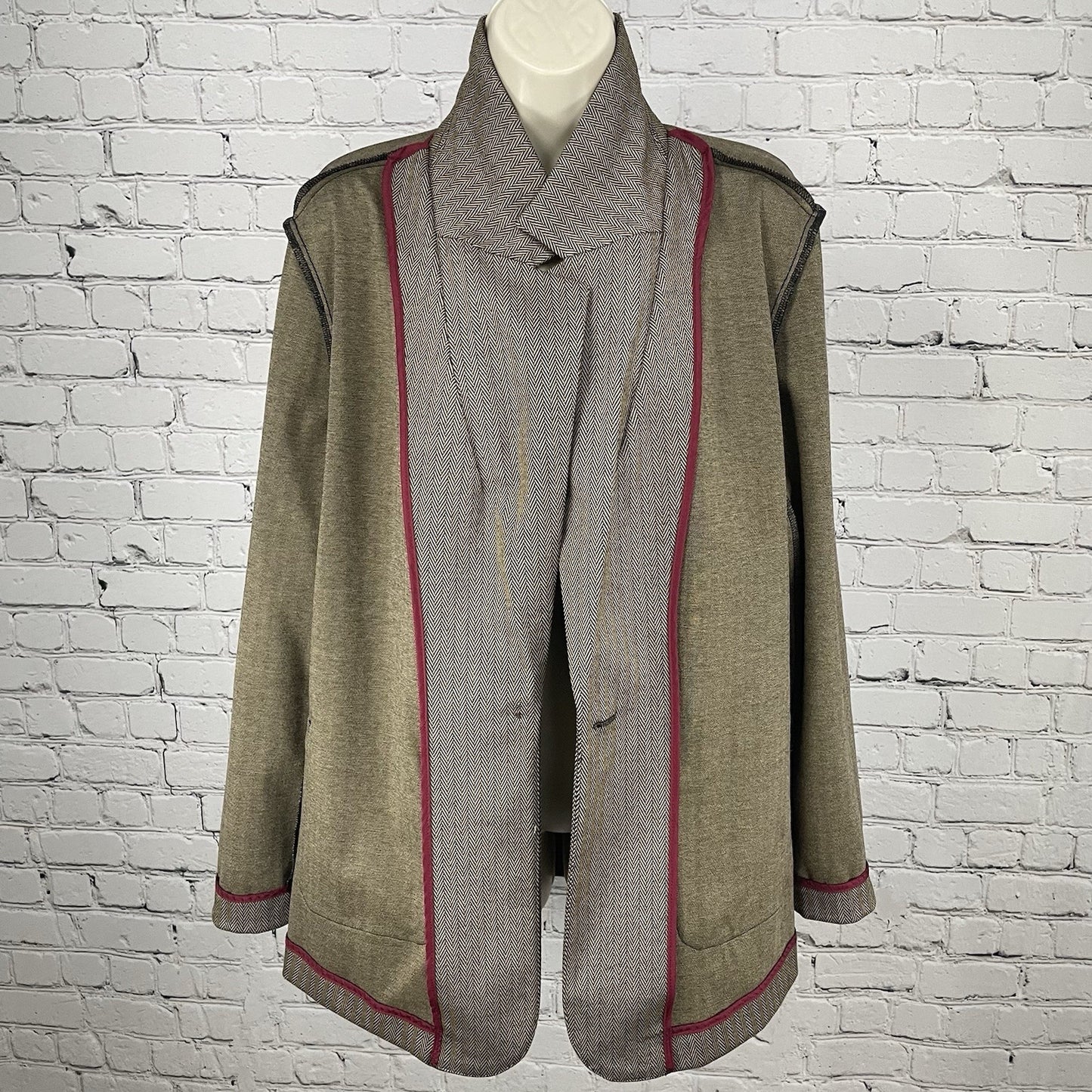 NWT Croft & Barrow Brown Herringbone 1 Button Vented Unlined Blazer Size PXL