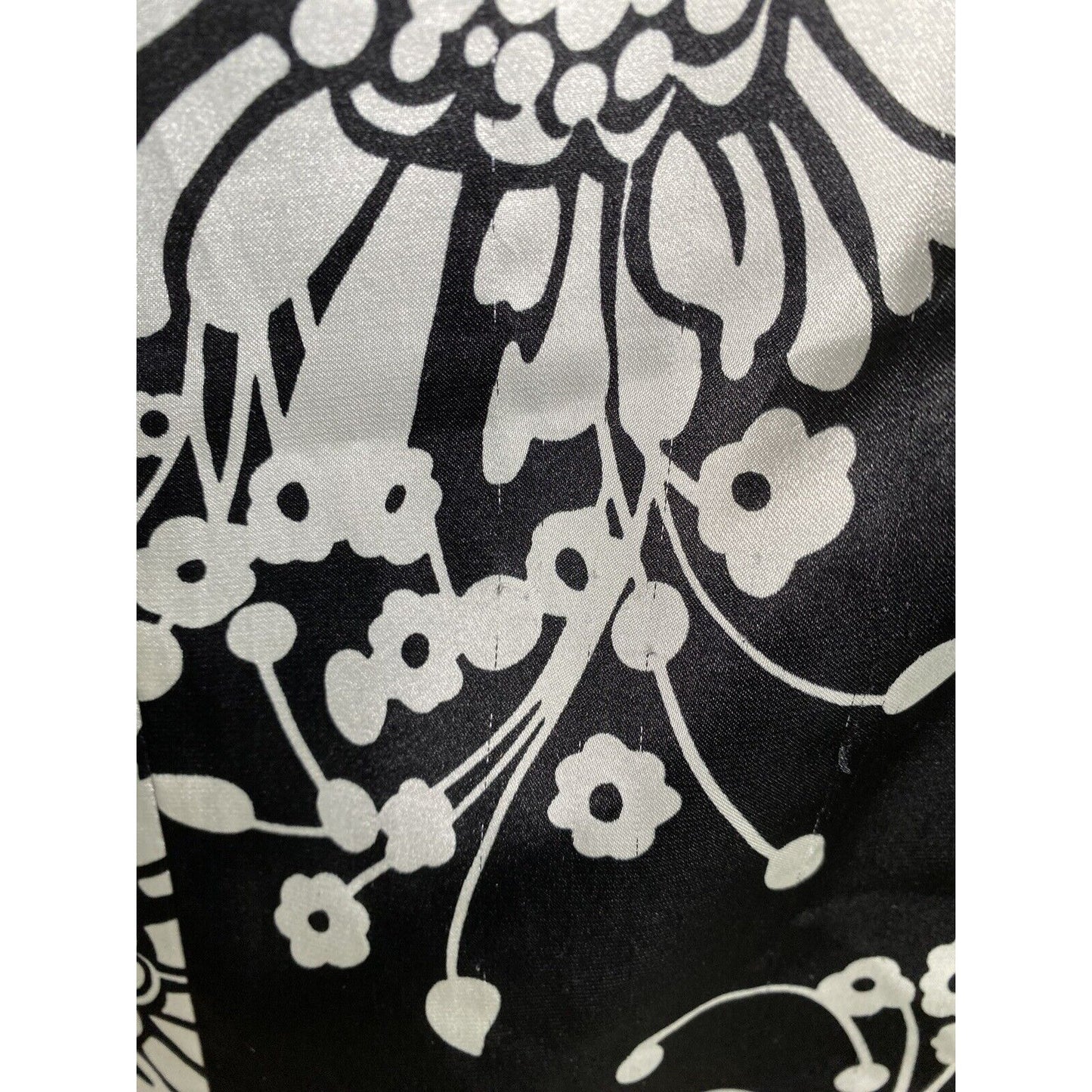 VTG Ruby Rox Black White Blue Satin Floral Sleeveless Tent Mini Dress 5 XS