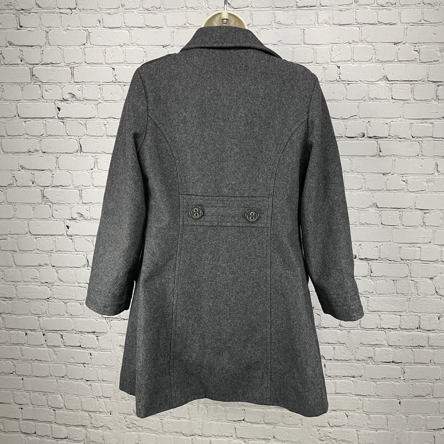 Tulle Anthropologie Grey Wool Blend Double Breasted Collar Pockets Size Medium M