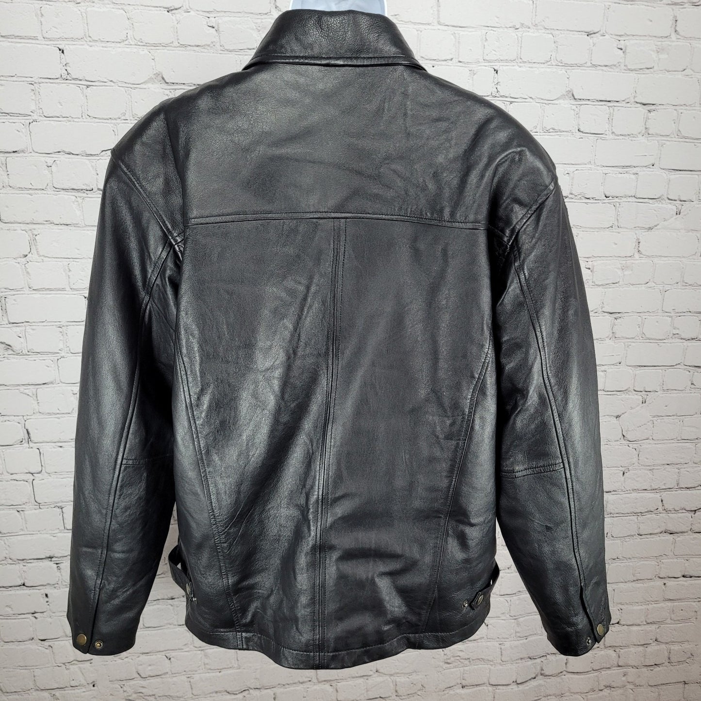 World Poker Tour Burk's Bay Black Genuine Leather Full Zip Jacket Size XL
