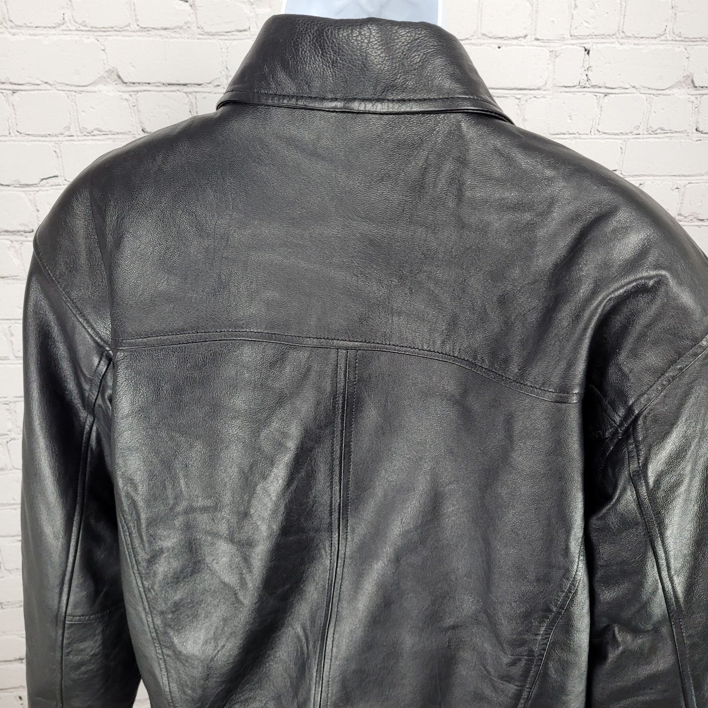 World Poker Tour Burk's Bay Black Genuine Leather Full Zip Jacket Size XL