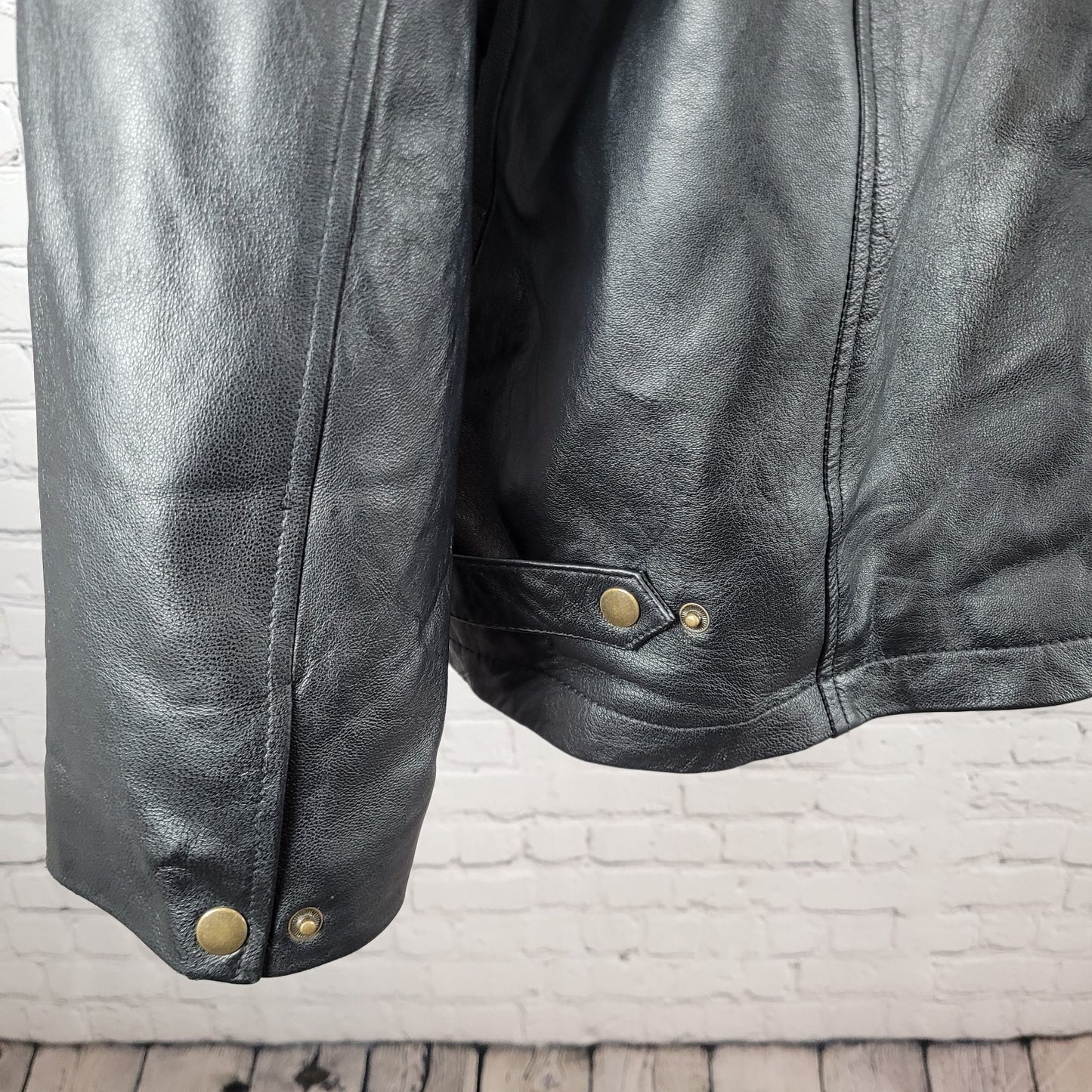 World Poker Tour Burk's Bay Black Genuine Leather Full Zip Jacket Size XL