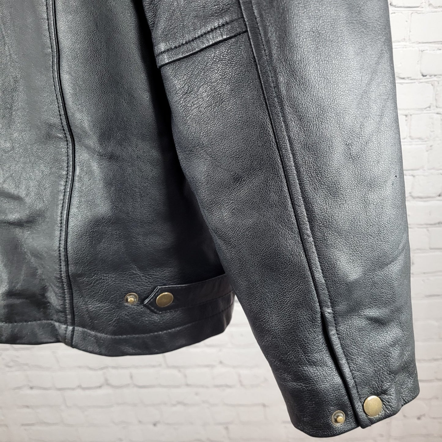 World Poker Tour Burk's Bay Black Genuine Leather Full Zip Jacket Size XL