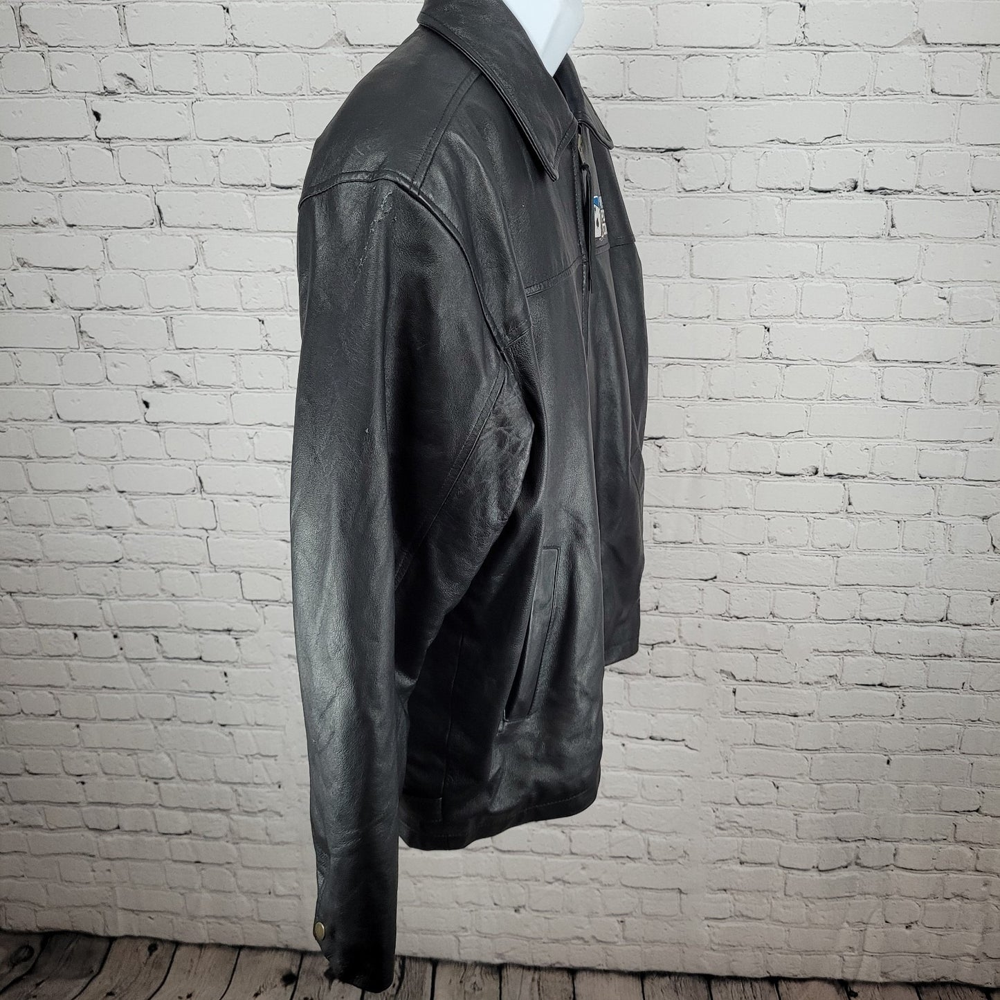 World Poker Tour Burk's Bay Black Genuine Leather Full Zip Jacket Size XL