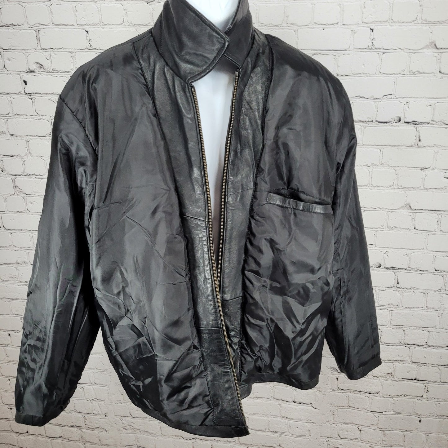 World Poker Tour Burk's Bay Black Genuine Leather Full Zip Jacket Size XL