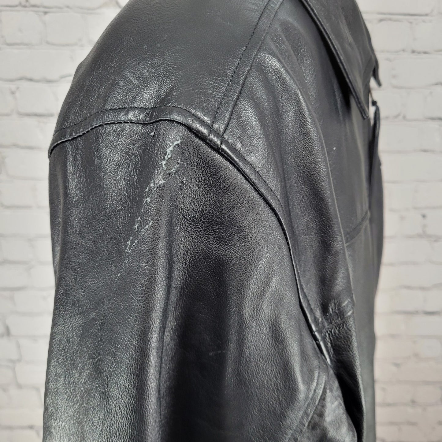 World Poker Tour Burk's Bay Black Genuine Leather Full Zip Jacket Size XL