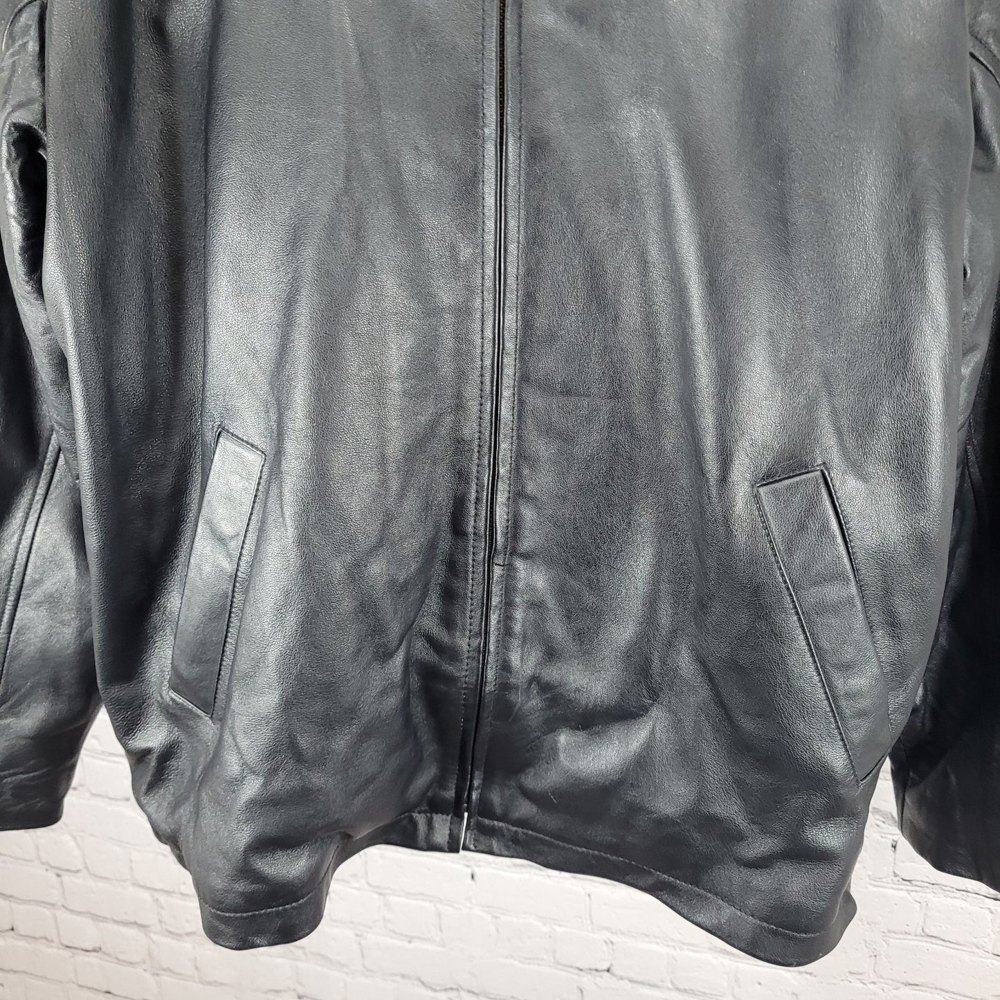 World Poker Tour Burk's Bay Black Genuine Leather Full Zip Jacket Size XL