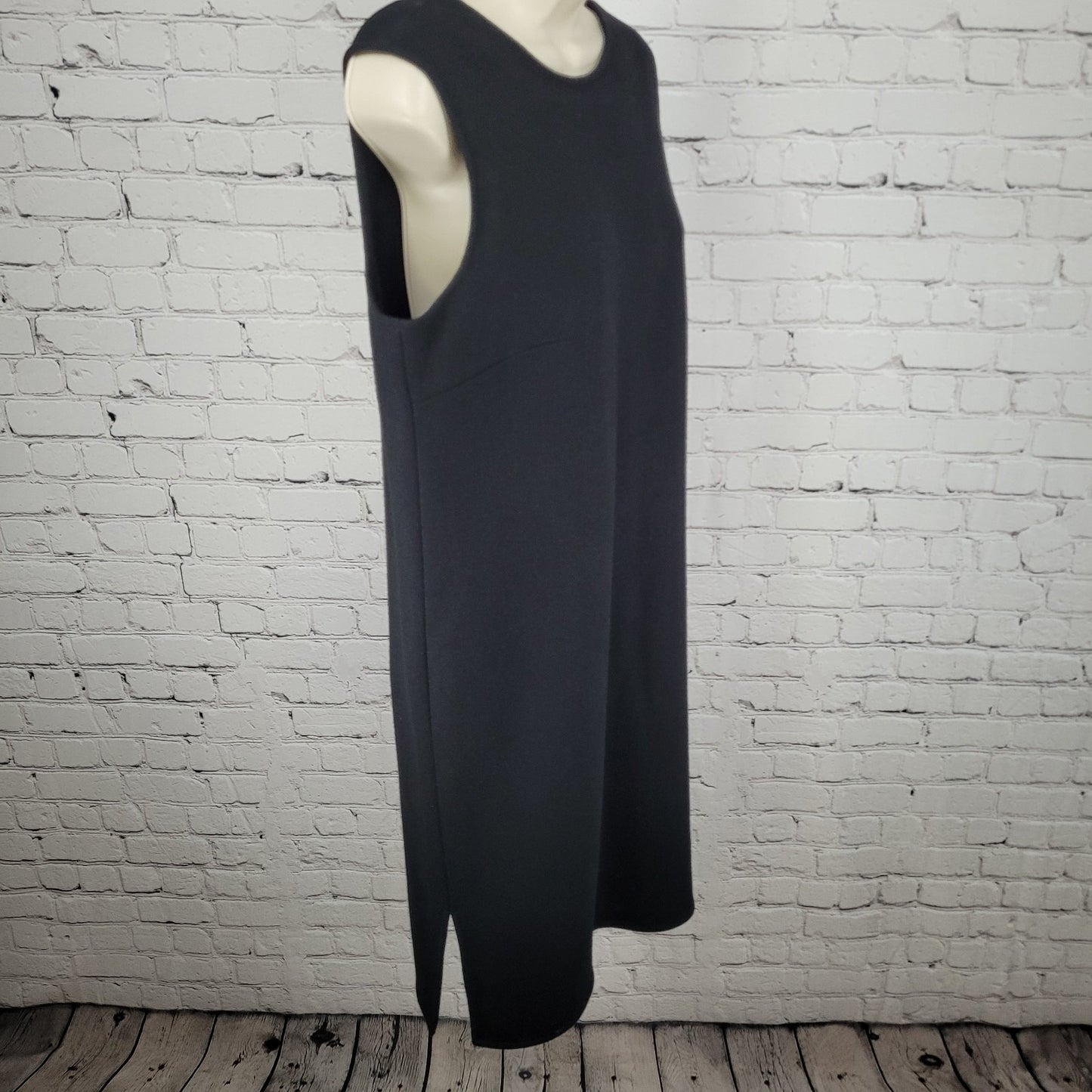 Rebecca Moses Black Sleeveless Shift Midi Dress Italy Made Size Medium M