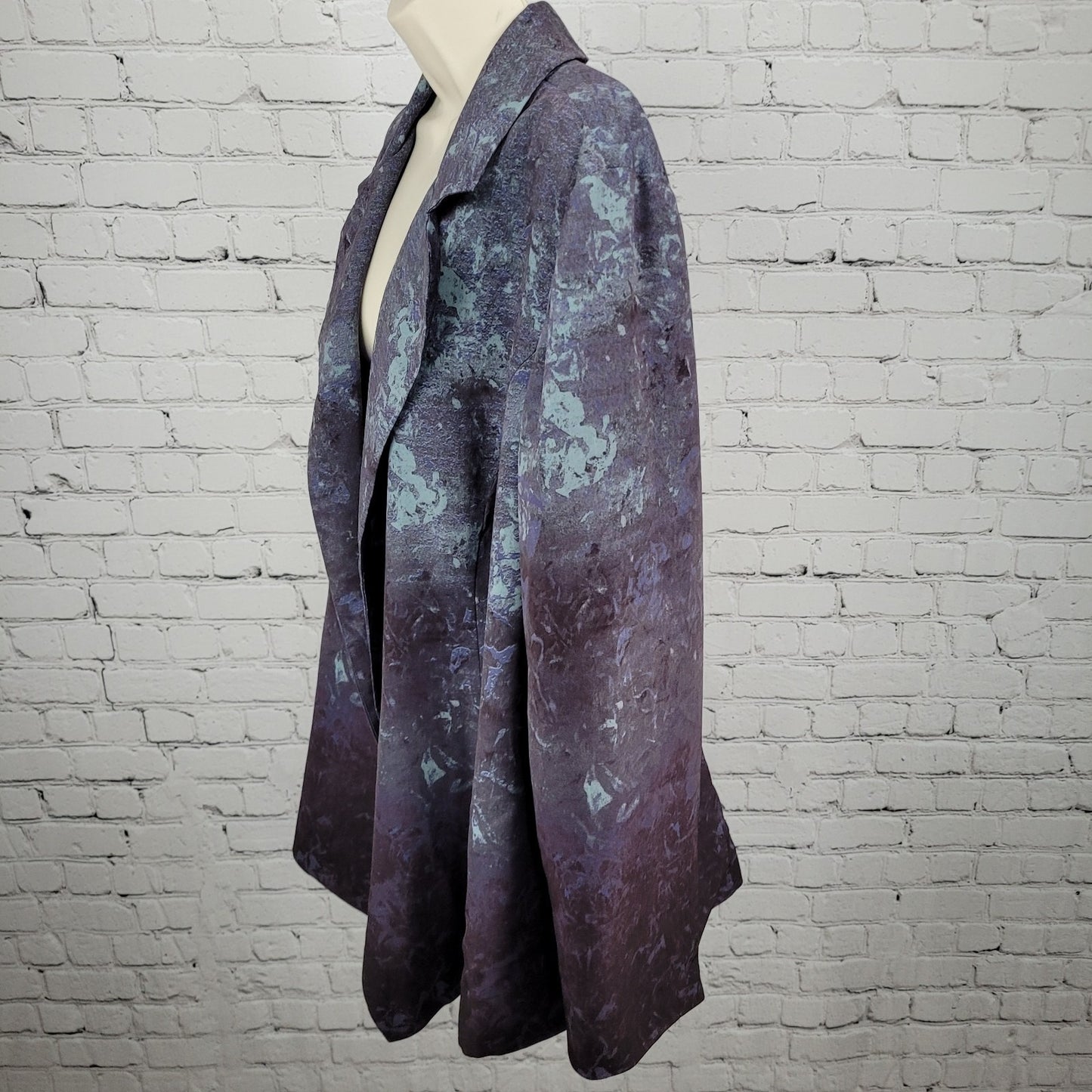 Coldwater Creek Blue & Purple Lightweight Open Notch Blazer Jacket Size 20