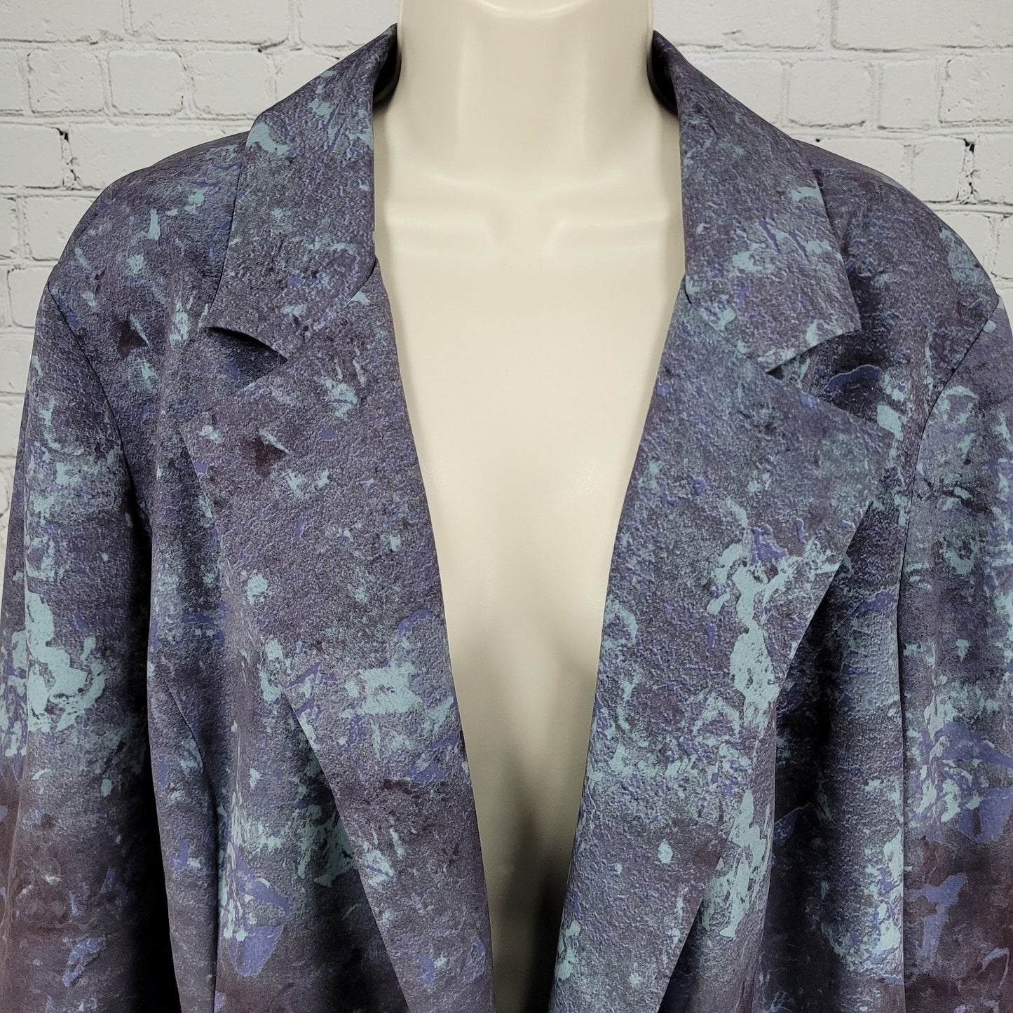 Coldwater Creek Blue & Purple Lightweight Open Notch Blazer Jacket Size 20