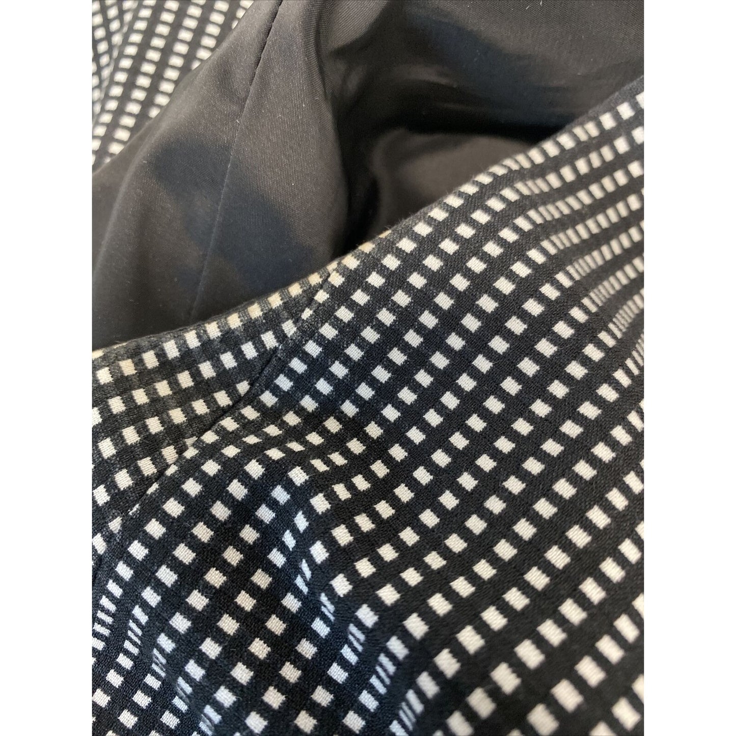 Classiques Entier Black and White Checkered Belted A-Line Dress Pockets Size 12