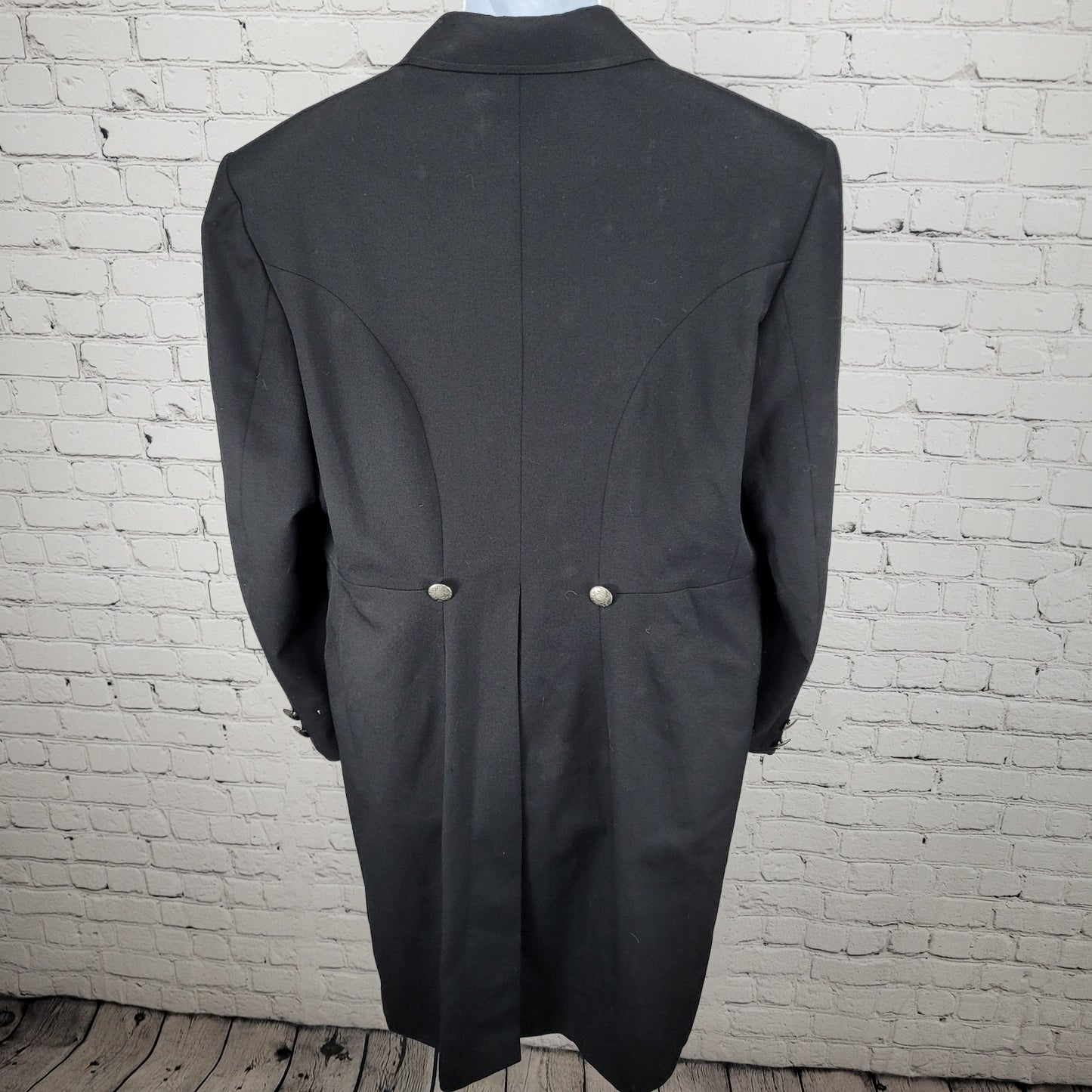 Circle S Dallas Texas Black Wool Blend Show Coat Metal Button Long Blazer 40R