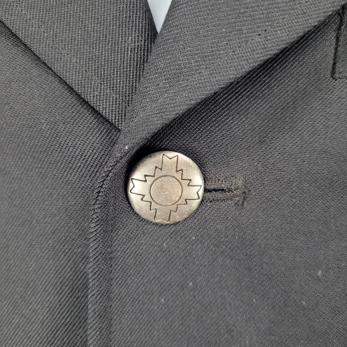 Circle S Dallas Texas Black Wool Blend Show Coat Metal Button Long Blazer 40R
