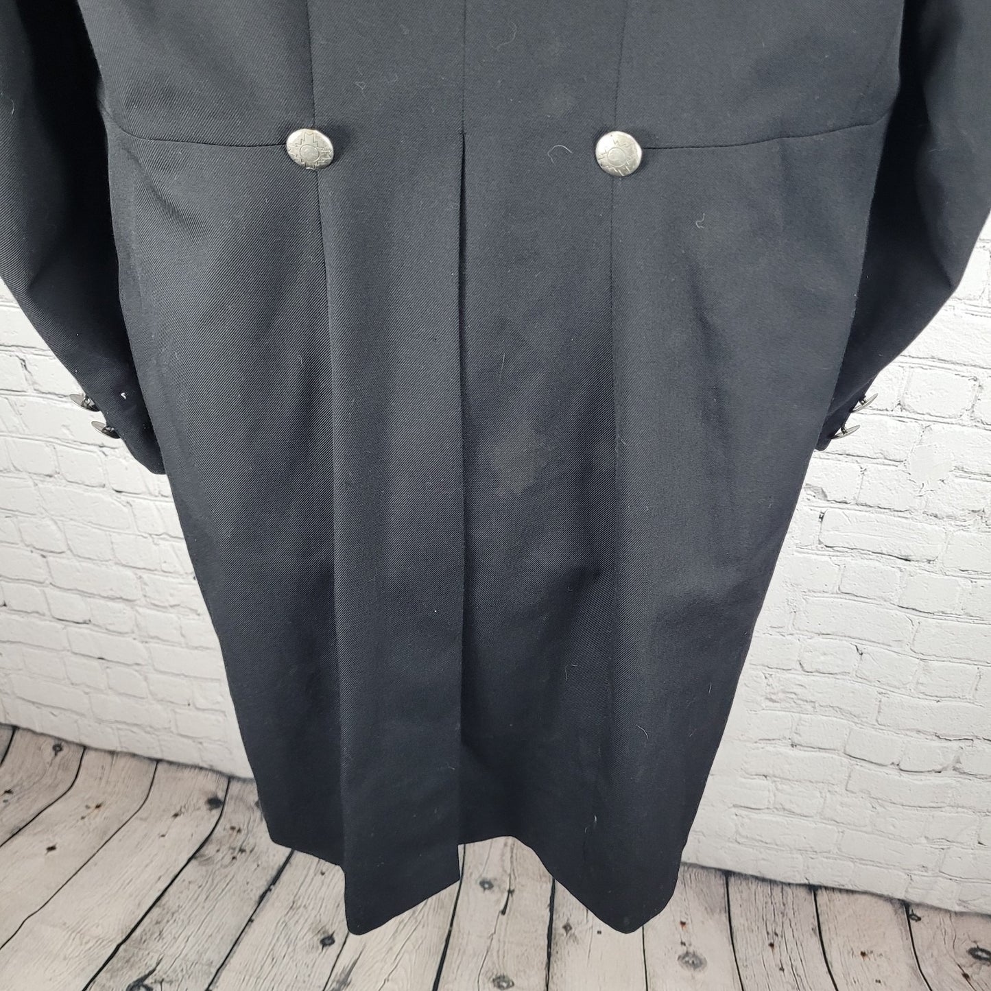 Circle S Dallas Texas Black Wool Blend Show Coat Metal Button Long Blazer 40R