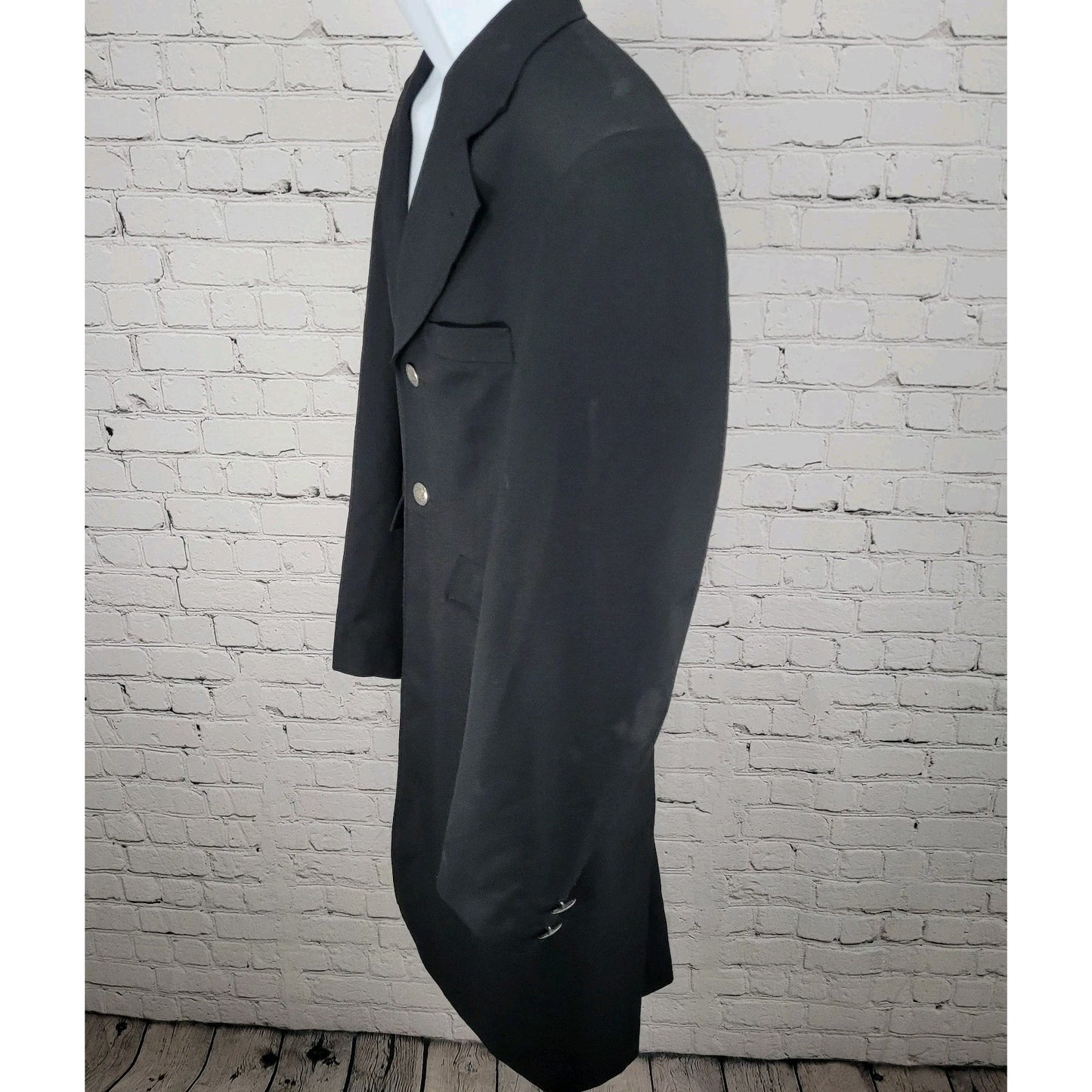 Circle S Dallas Texas Black Wool Blend Show Coat Metal Button Long Blazer 40R