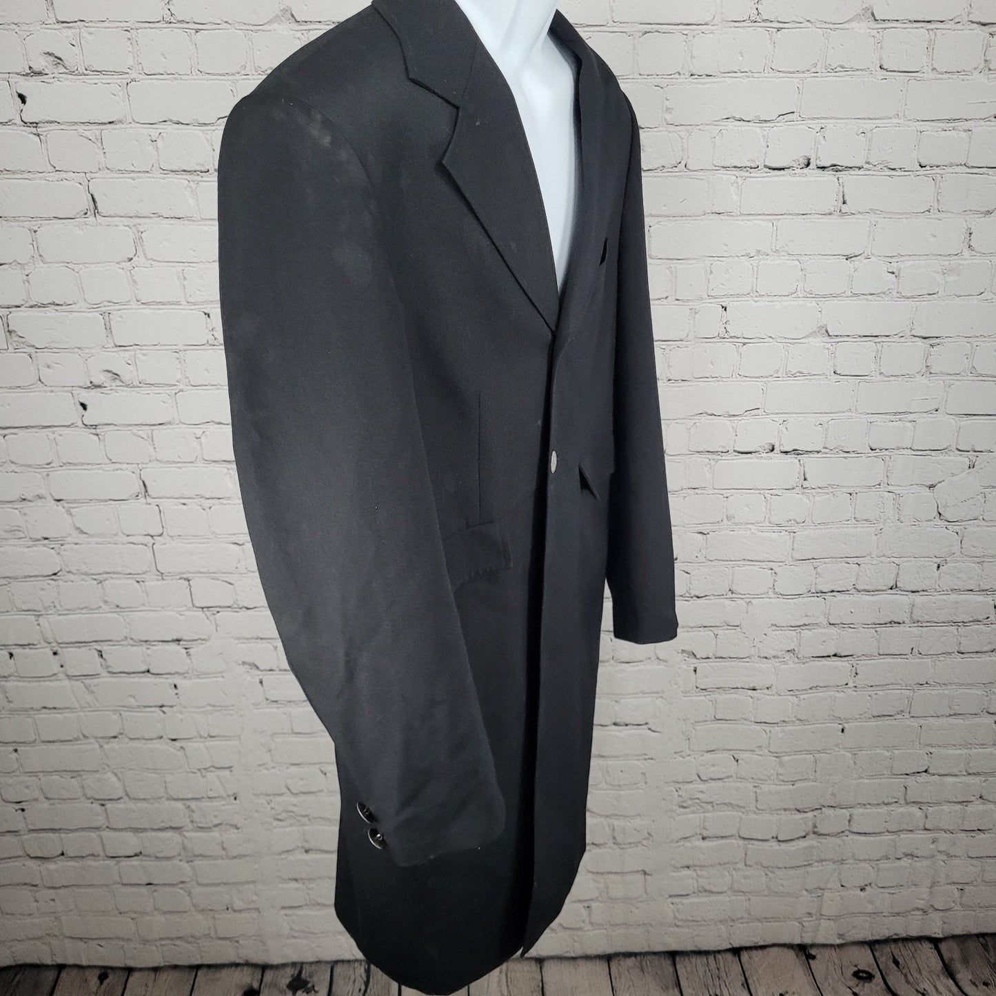 Circle S Dallas Texas Black Wool Blend Show Coat Metal Button Long Blazer 40R