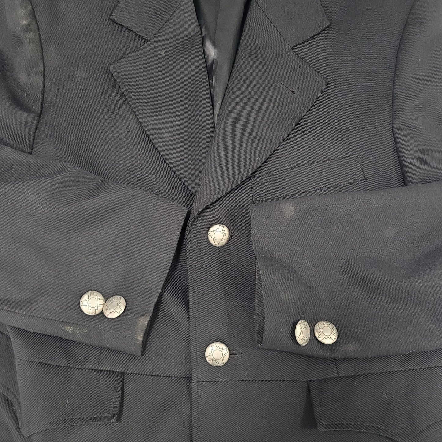 Circle S Dallas Texas Black Wool Blend Show Coat Metal Button Long Blazer 40R