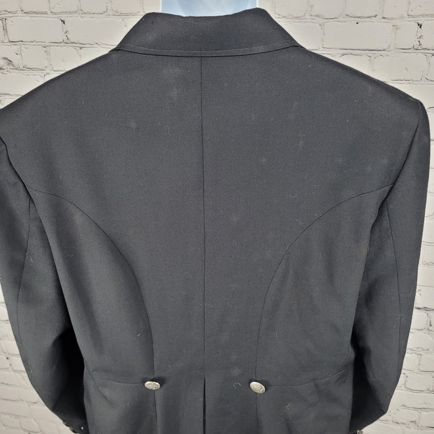 Circle S Dallas Texas Black Wool Blend Show Coat Metal Button Long Blazer 40R