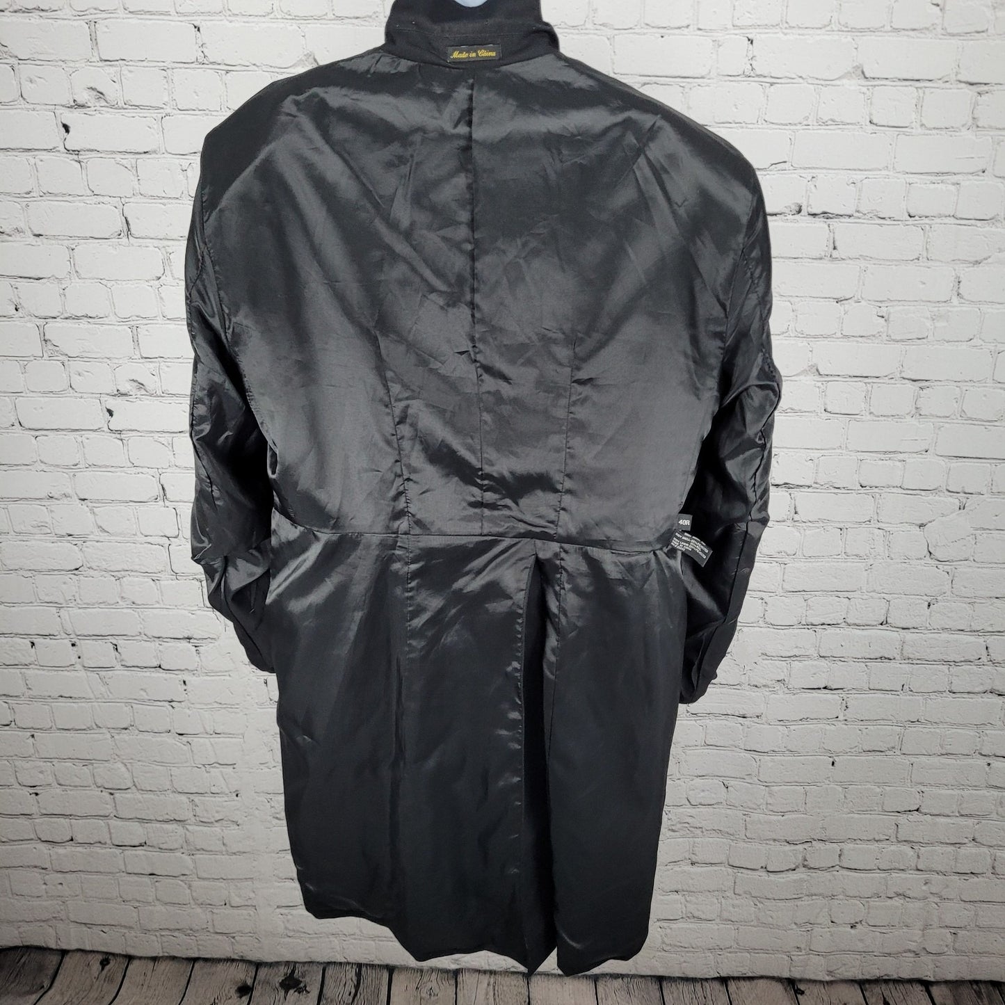 Circle S Dallas Texas Black Wool Blend Show Coat Metal Button Long Blazer 40R