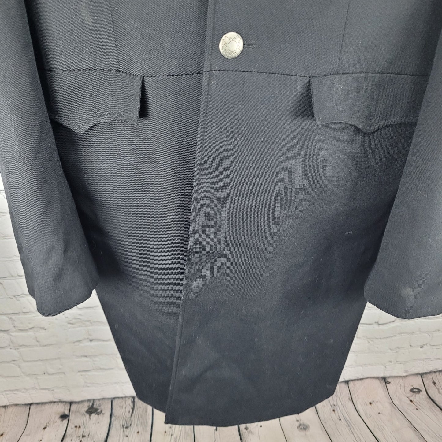 Circle S Dallas Texas Black Wool Blend Show Coat Metal Button Long Blazer 40R