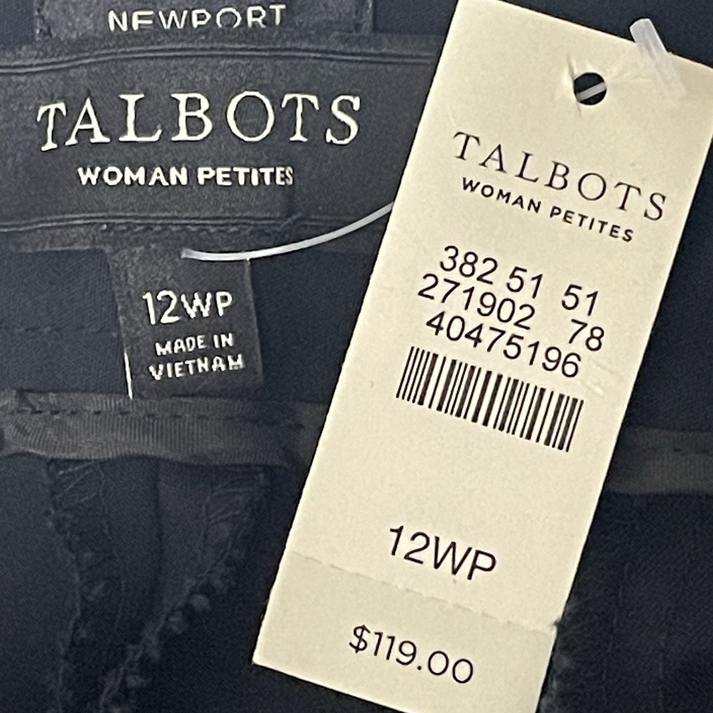 NWT Talbots Newport Black Mid Rise Stretch Ankle Dress Pants Size 12WP (34x27)