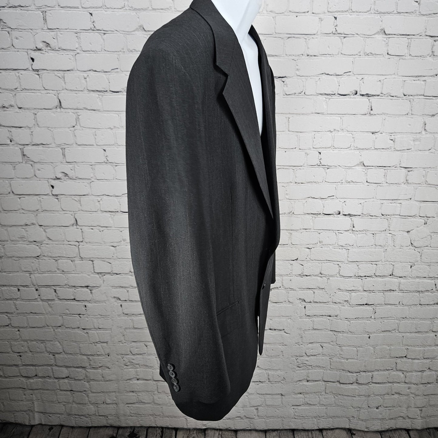 Calvin Klein Grey 100% Wool 2 Button Ventless Notch Blazer Sport Coat USA 44L