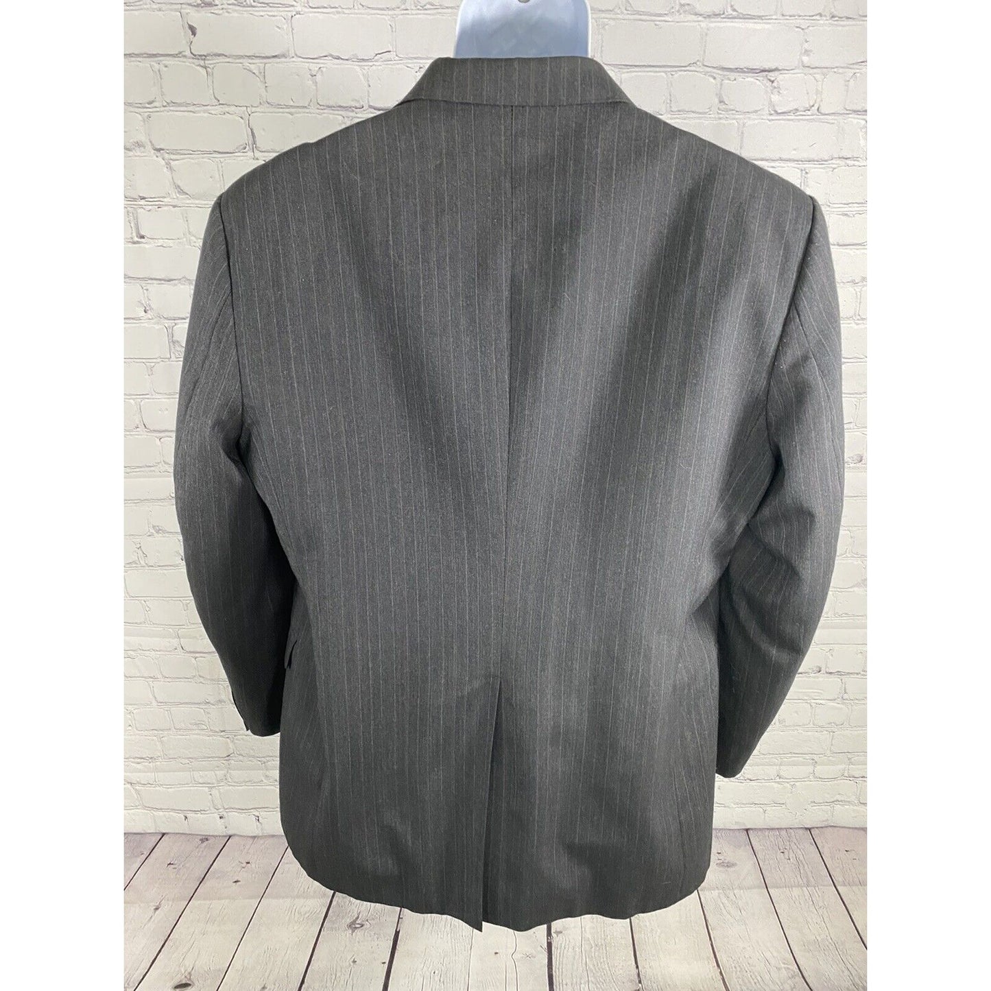 Imperial By Haggar Dark Gray Striped Two Button Blazer Jacket Men’s 44R
