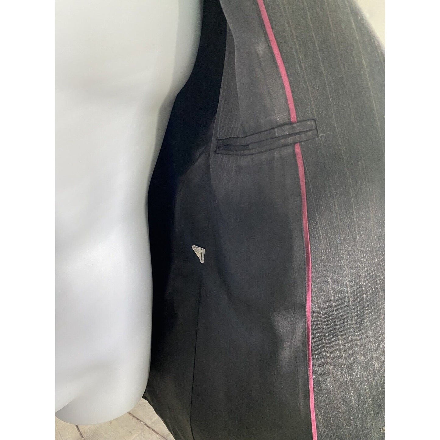 Imperial By Haggar Dark Gray Striped Two Button Blazer Jacket Men’s 44R