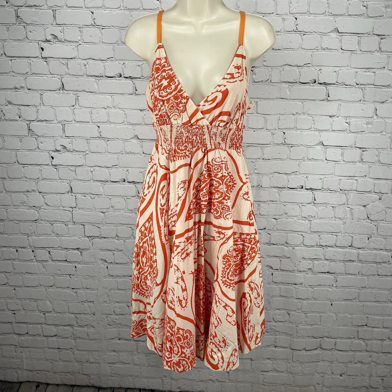 Maeve Anthropologie Orange Paisley 100% Cotton Smocked Waist A Line Dr Thrift Threads Maeve Anthropologie Orange Paisley 100% Cotton Smocked Waist A Line Dr Thrift Threads