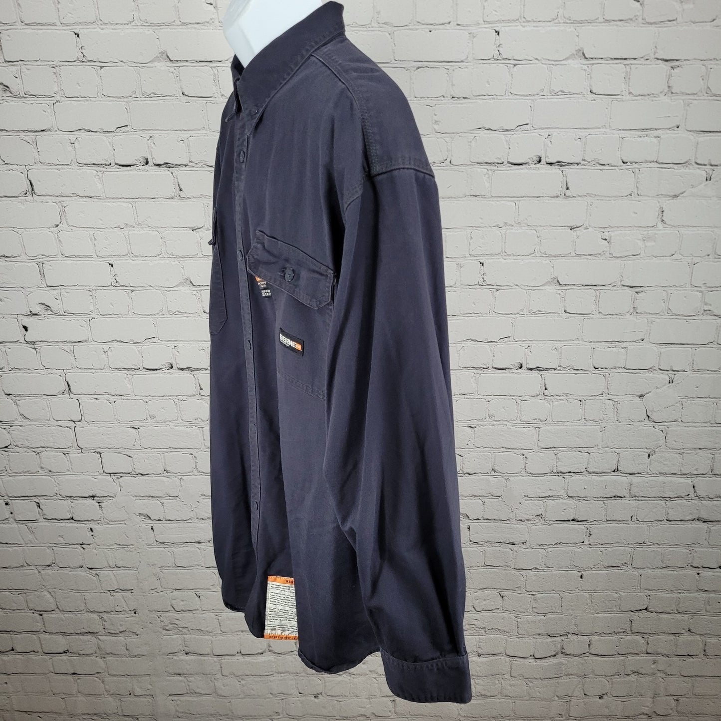 Berne Blue Flame Resistant HRC2 Workwear Button Down Long Sleeve Shirt Size XLT