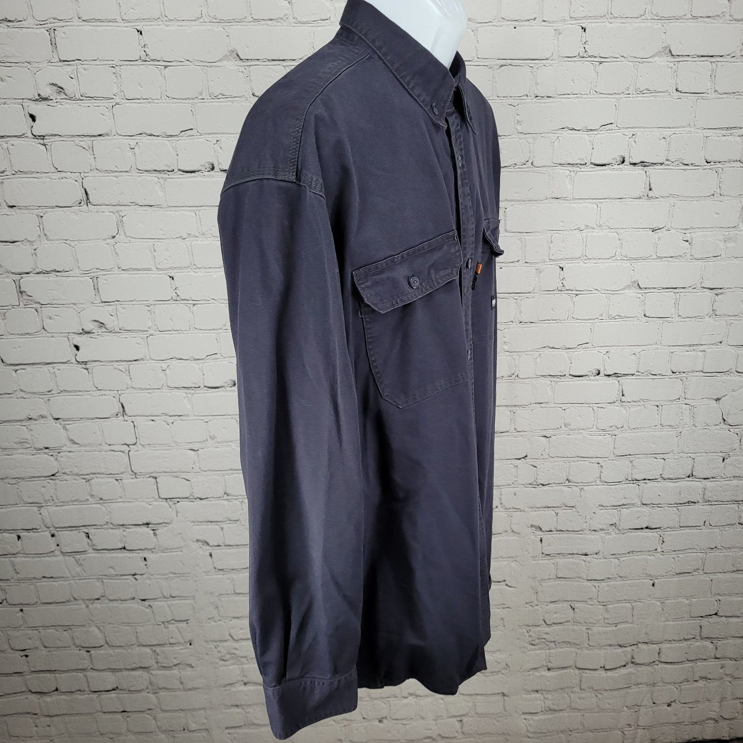 Berne Blue Flame Resistant HRC2 Workwear Button Down Long Sleeve Shirt Size XLT